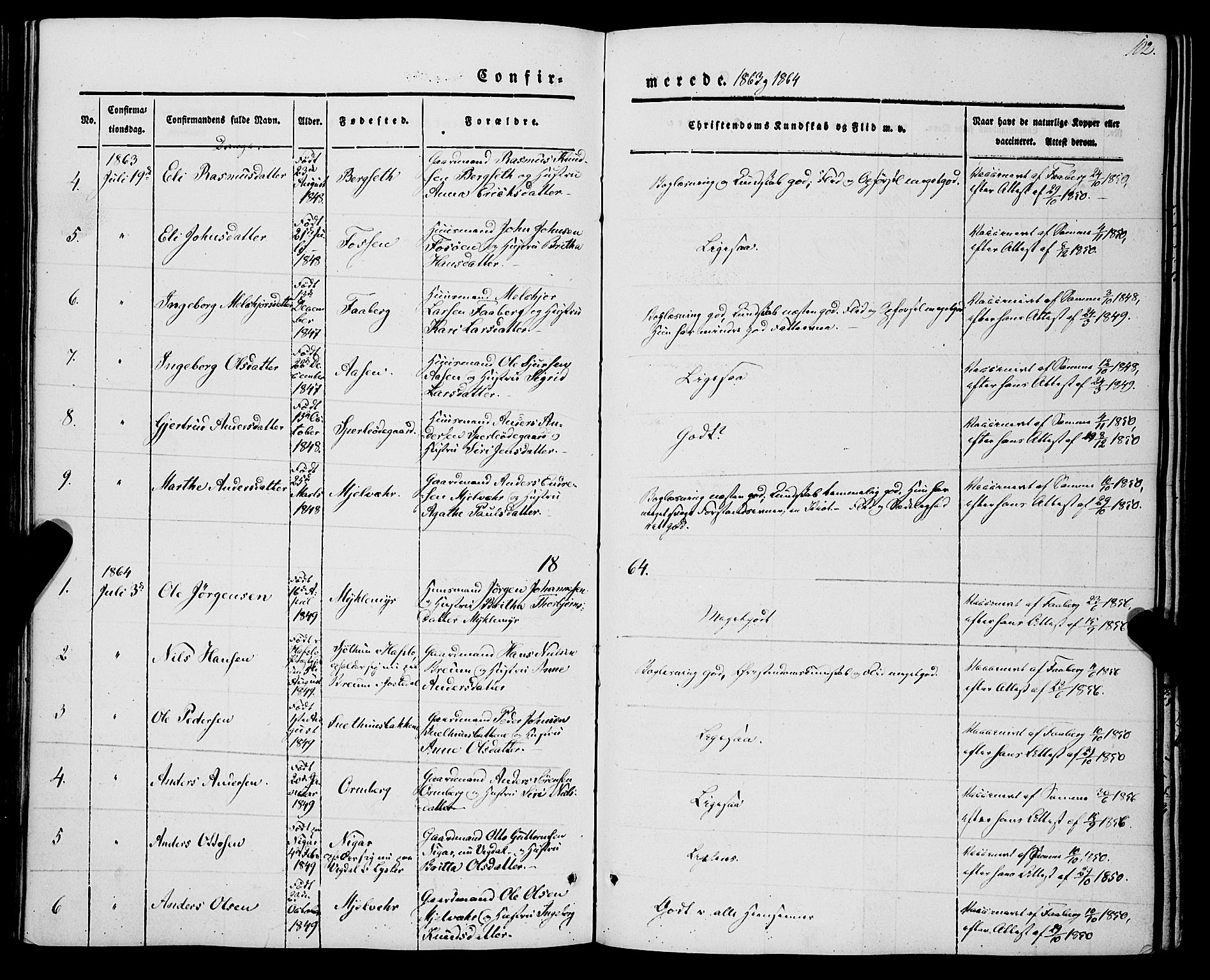 Jostedal sokneprestembete, AV/SAB-A-80601/H/Haa/Haaa/L0005: Parish register (official) no. A 5, 1849-1877, p. 102