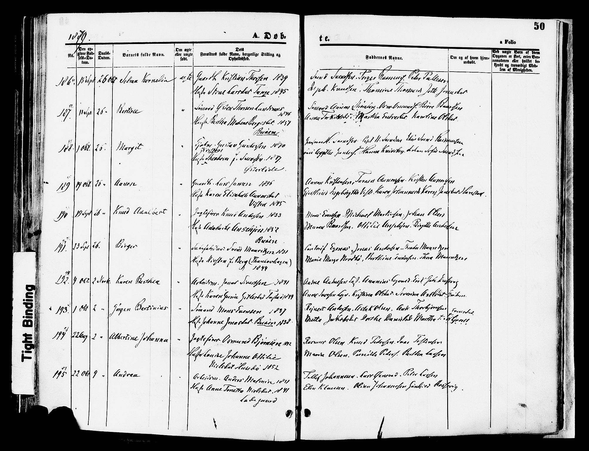 Hetland sokneprestkontor, SAST/A-101826/30/30BA/L0008: Parish register (official) no. A 8, 1877-1884, p. 50