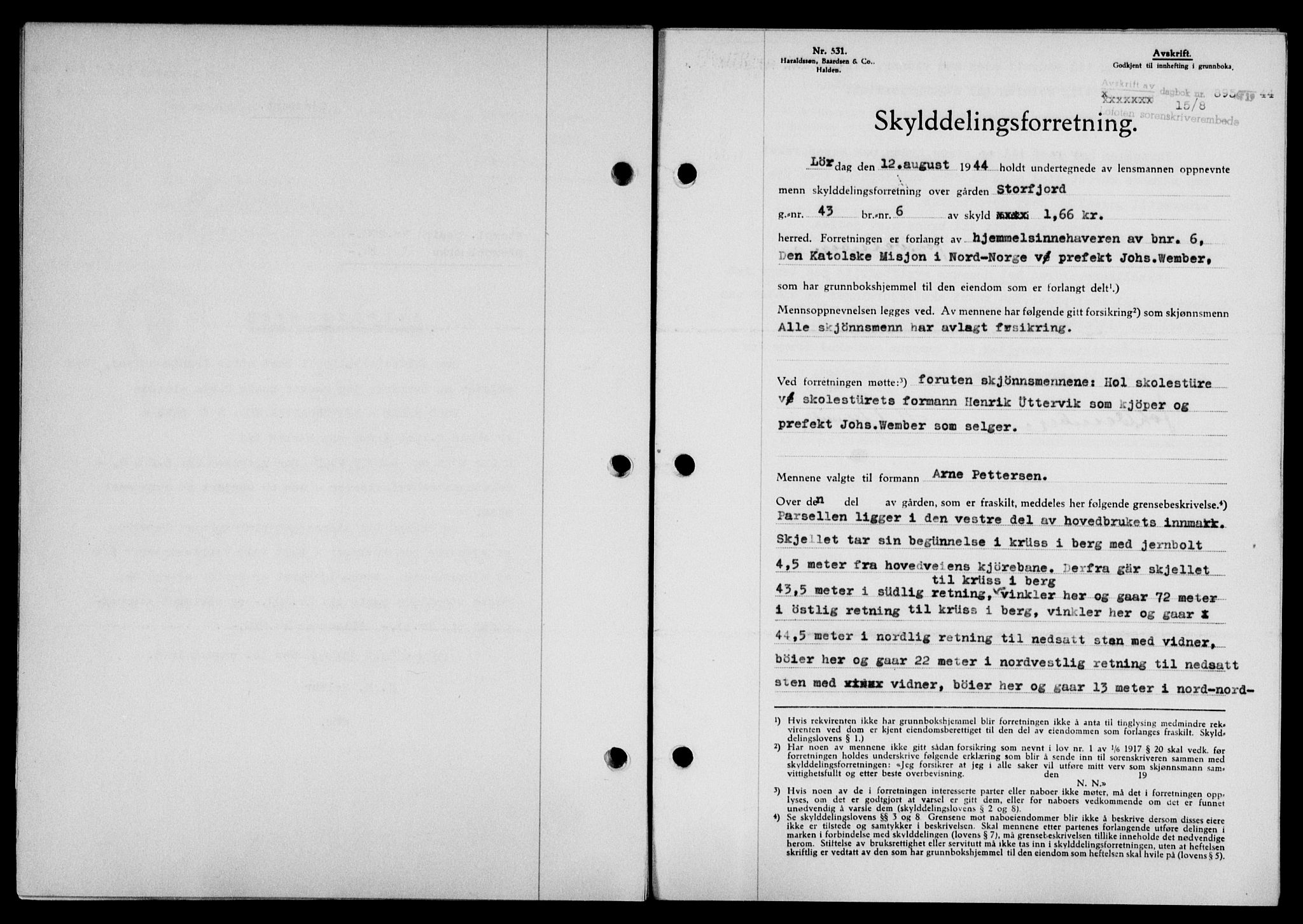 Lofoten sorenskriveri, SAT/A-0017/1/2/2C/L0012a: Mortgage book no. 12a, 1943-1944, Diary no: : 895/1944