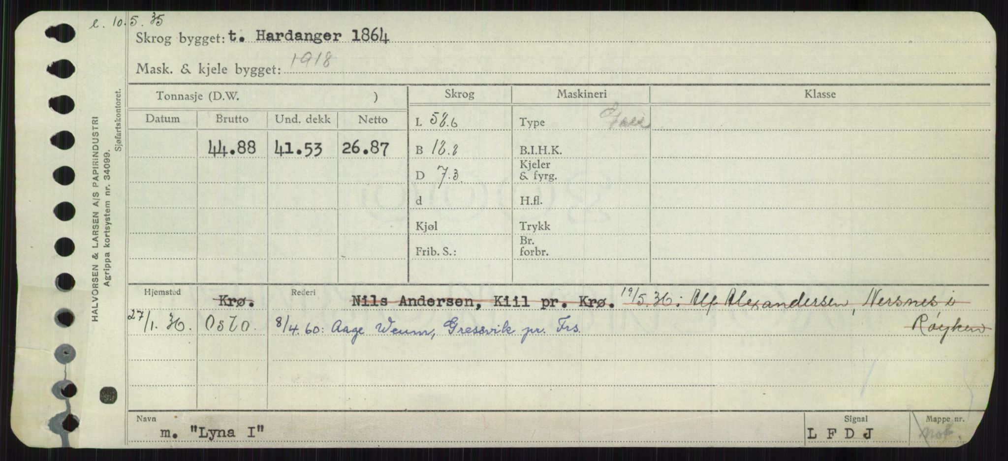 Sjøfartsdirektoratet med forløpere, Skipsmålingen, RA/S-1627/H/Ha/L0003/0002: Fartøy, Hilm-Mar / Fartøy, Kom-Mar, p. 703