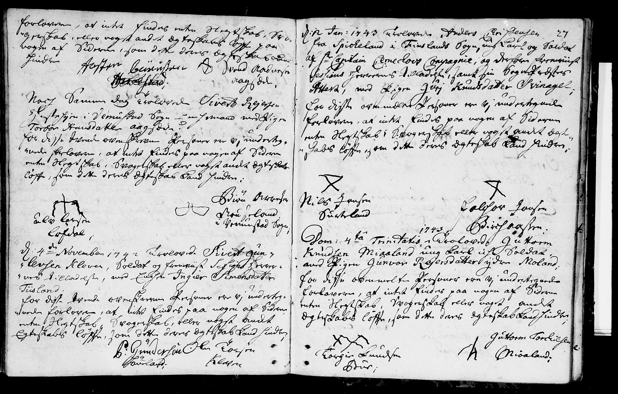 Holum sokneprestkontor, AV/SAK-1111-0022/F/Fa/Fab/L0001: Parish register (official) no. A 1, 1720-1752, p. 27