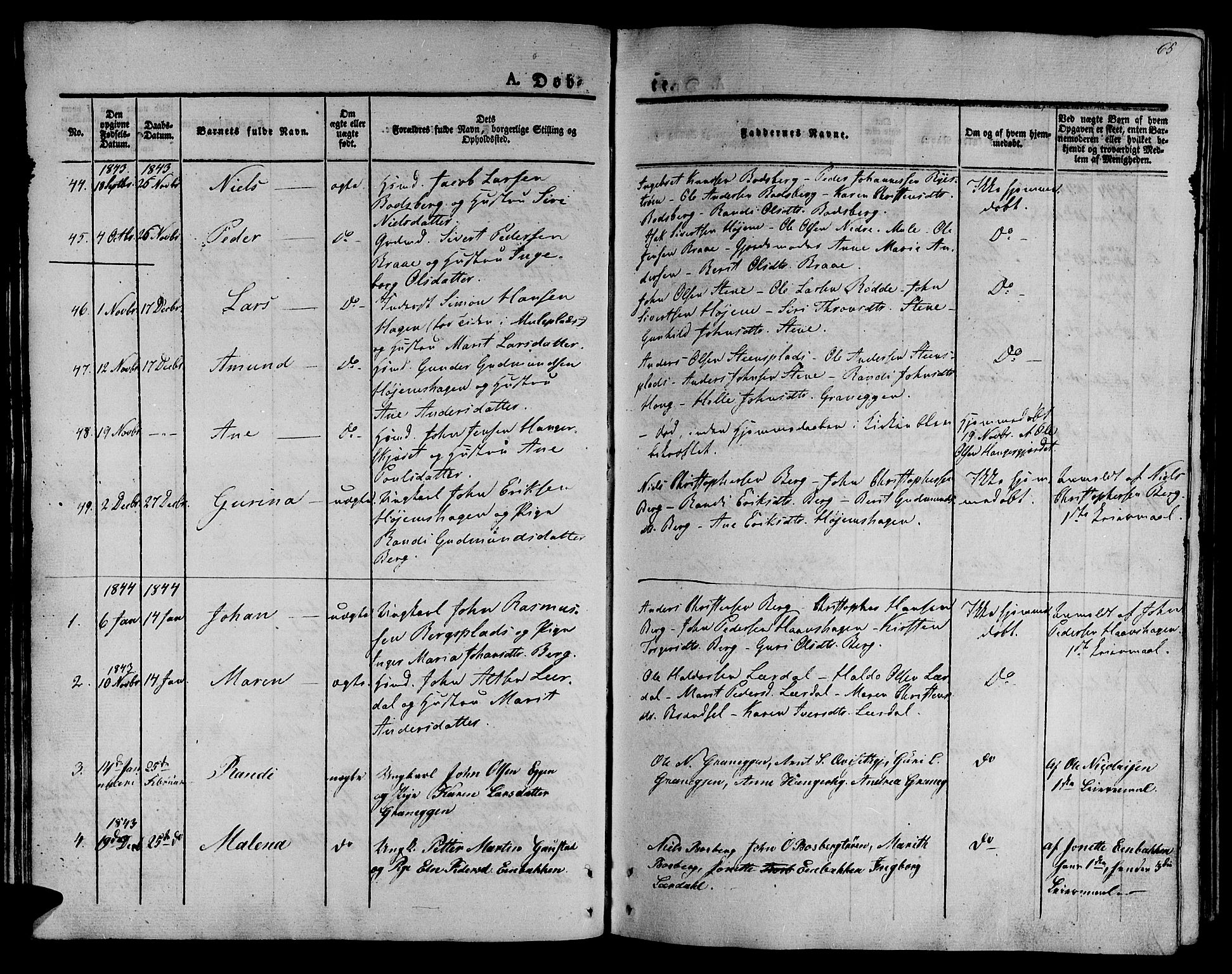 Ministerialprotokoller, klokkerbøker og fødselsregistre - Sør-Trøndelag, SAT/A-1456/612/L0374: Parish register (official) no. 612A07 /1, 1829-1845, p. 65
