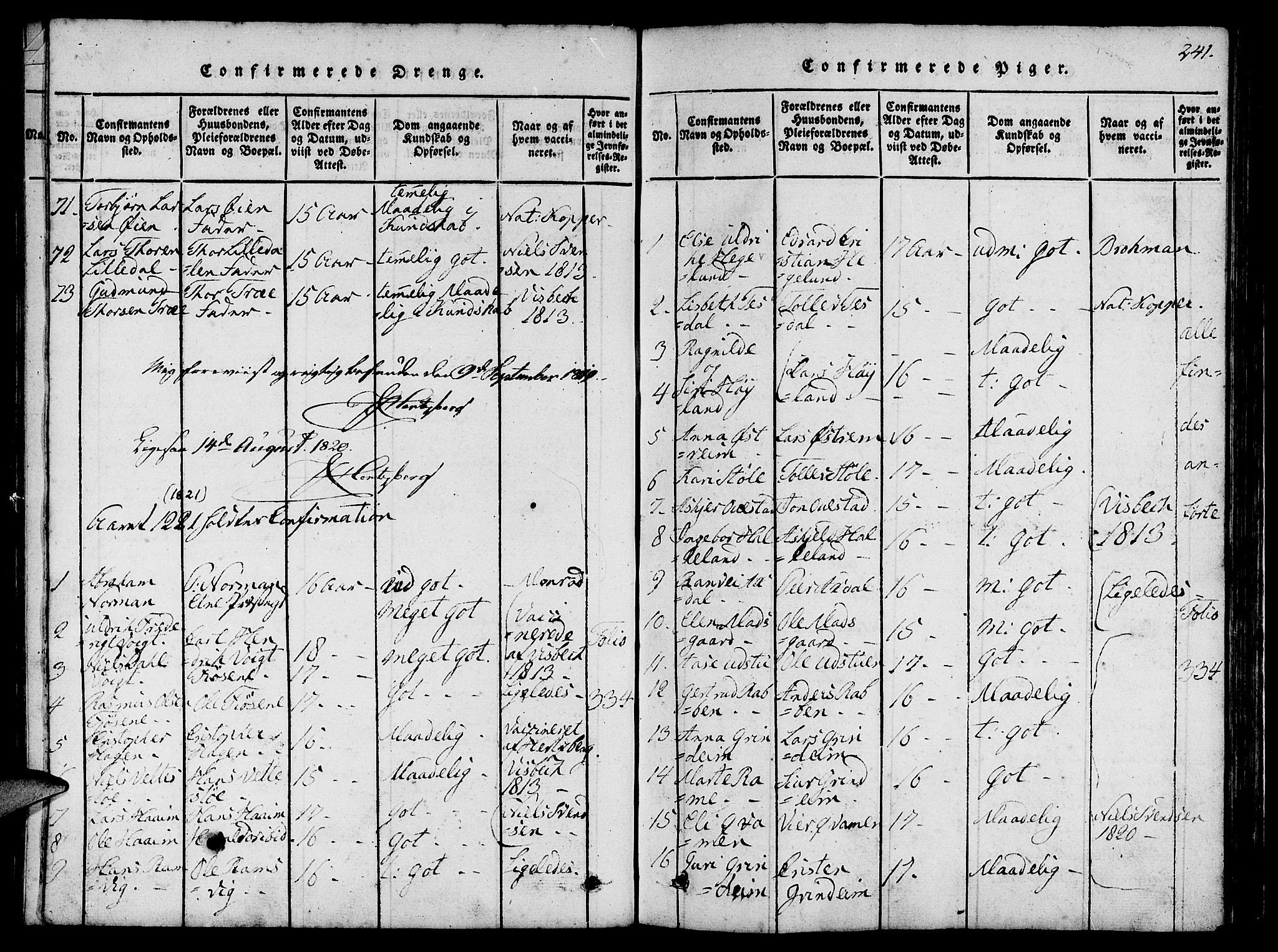 Etne sokneprestembete, AV/SAB-A-75001/H/Haa: Parish register (official) no. A 6, 1815-1831, p. 241