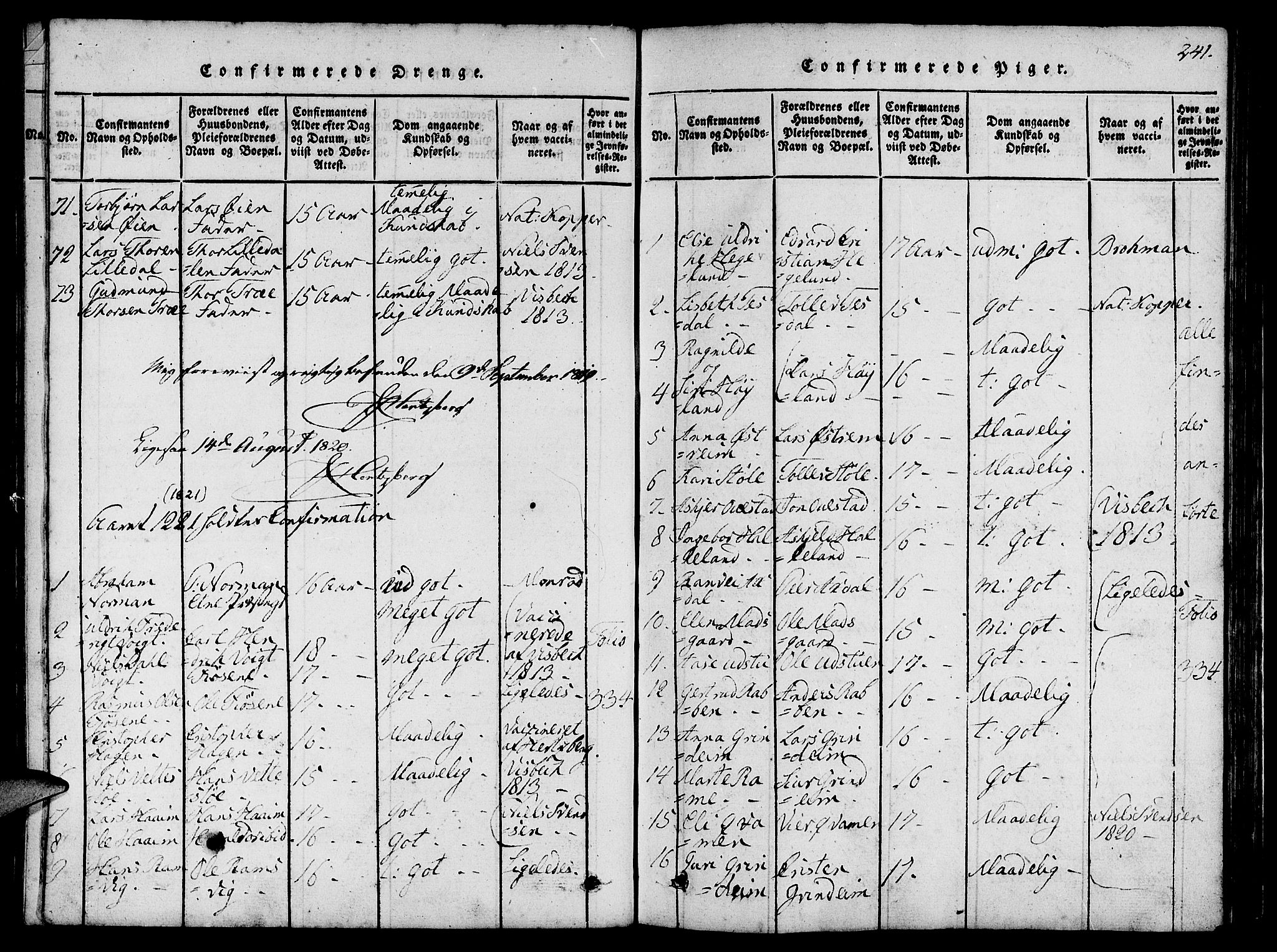 Etne sokneprestembete, SAB/A-75001/H/Haa: Parish register (official) no. A 6, 1815-1831, p. 241