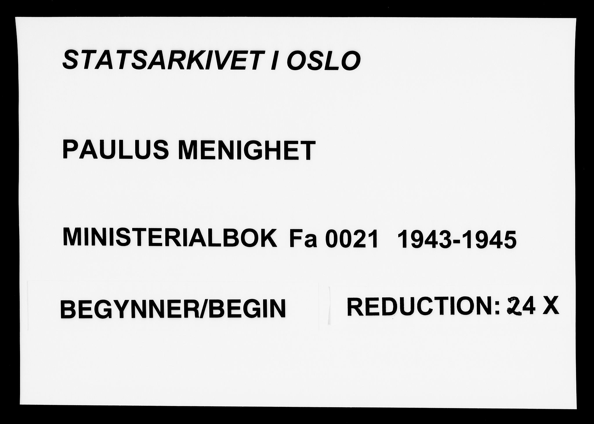 Paulus prestekontor Kirkebøker, AV/SAO-A-10871/F/Fa/L0032: Parish register (official) no. 32, 1943-1945