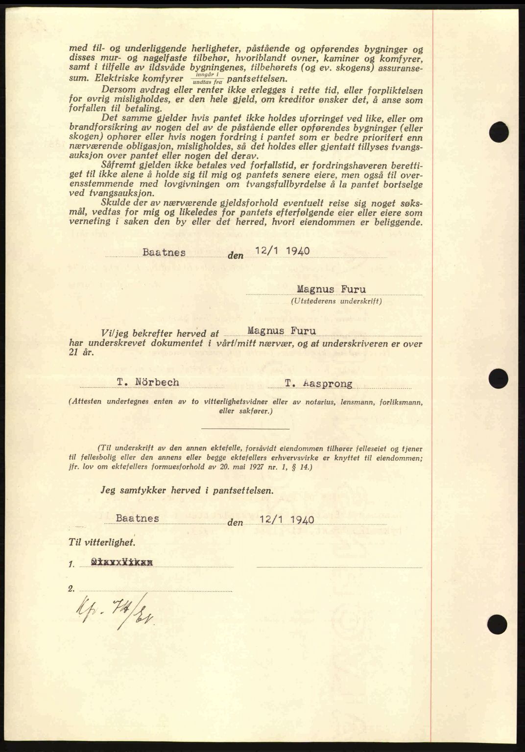 Nordmøre sorenskriveri, AV/SAT-A-4132/1/2/2Ca: Mortgage book no. B86, 1939-1940, Diary no: : 674/1940