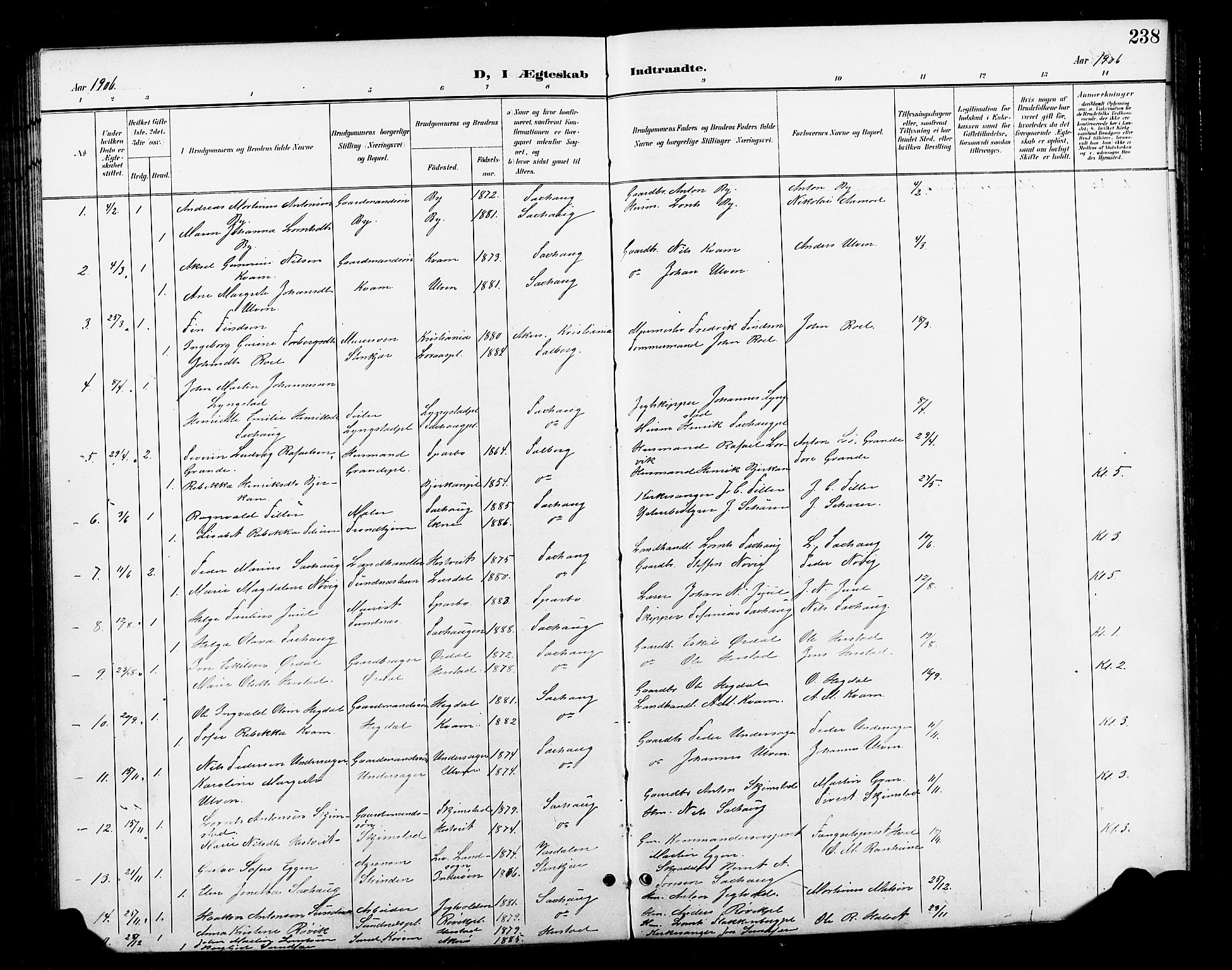 Ministerialprotokoller, klokkerbøker og fødselsregistre - Nord-Trøndelag, SAT/A-1458/730/L0302: Parish register (copy) no. 730C05, 1898-1924, p. 238