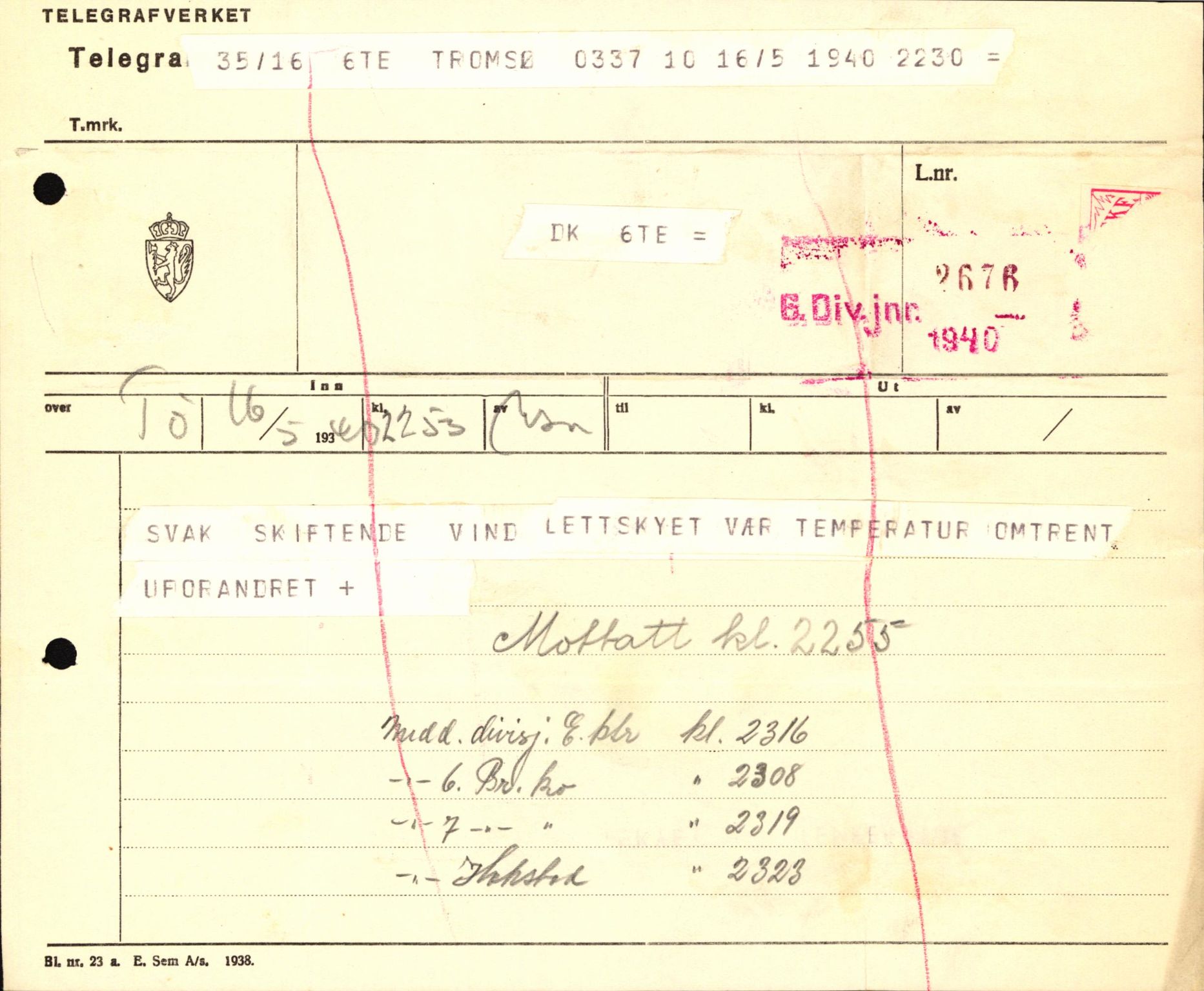 Forsvaret, Forsvarets krigshistoriske avdeling, AV/RA-RAFA-2017/Y/Yb/L0123: II-C-11-600  -  6. Divisjon med avdelinger, 1940, p. 670