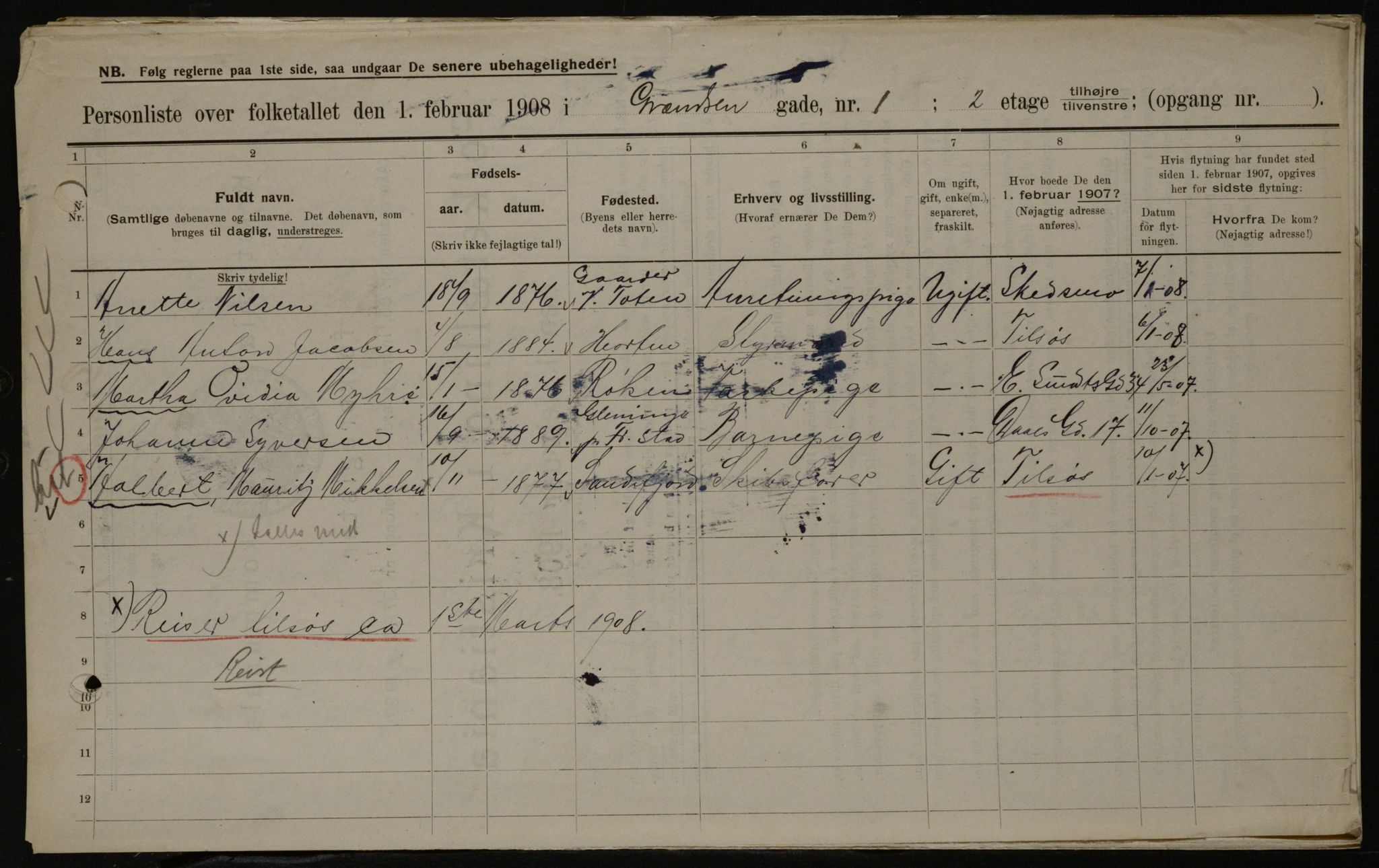 OBA, Municipal Census 1908 for Kristiania, 1908, p. 26738