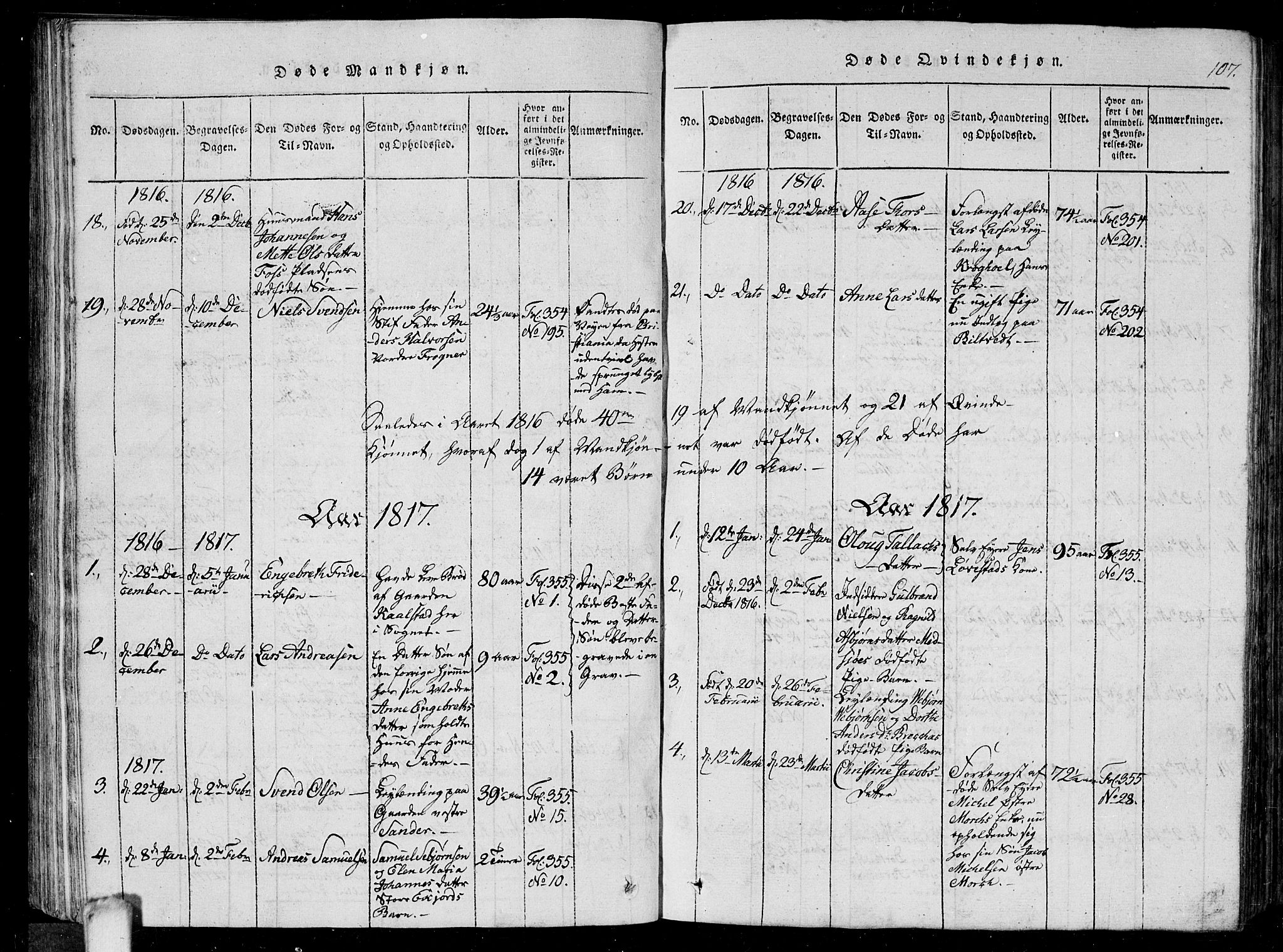 Kråkstad prestekontor Kirkebøker, AV/SAO-A-10125a/G/Ga/L0001: Parish register (copy) no. I 1, 1813-1824, p. 107