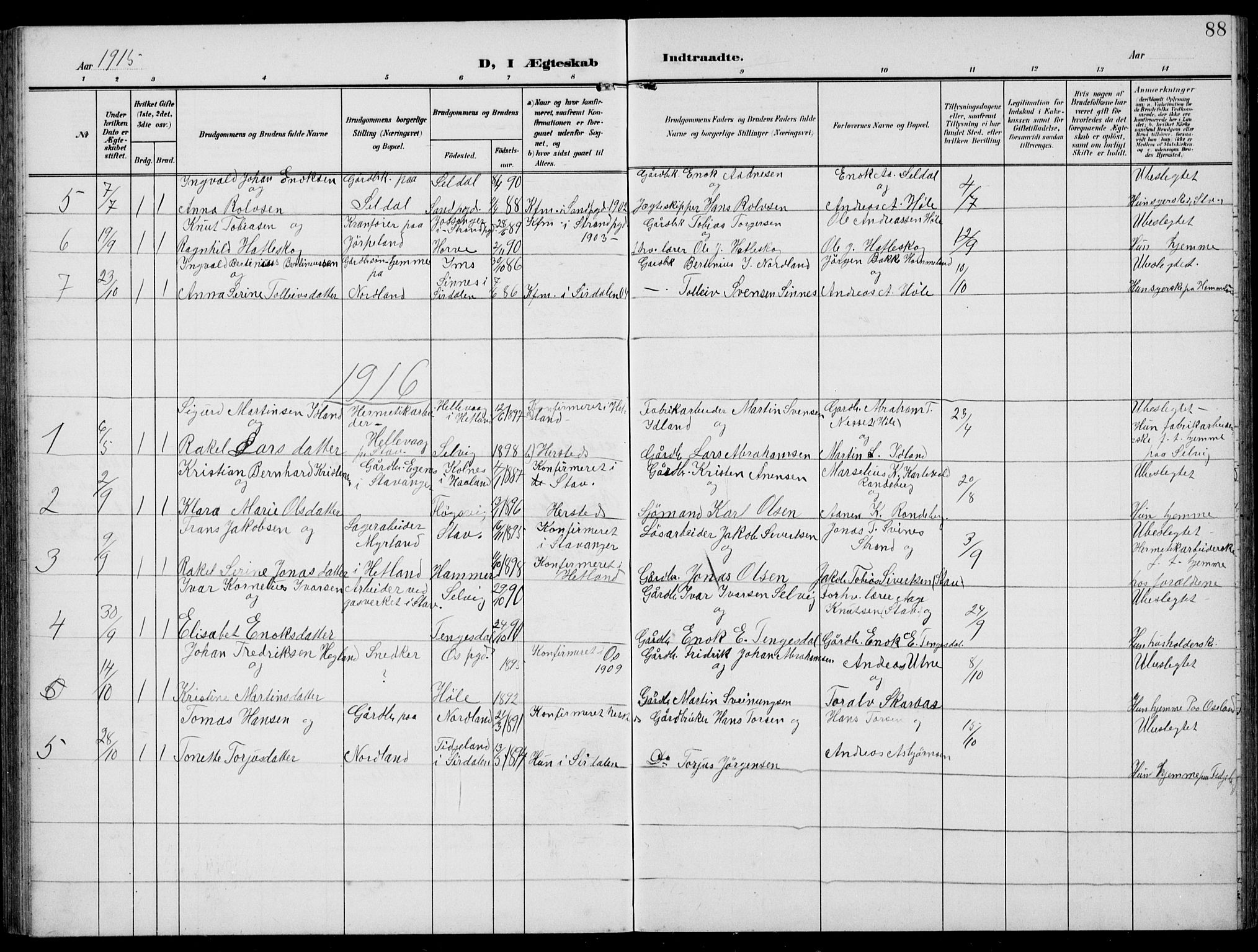 Høgsfjord sokneprestkontor, SAST/A-101624/H/Ha/Hab/L0004: Parish register (copy) no. B 4, 1906-1938, p. 88