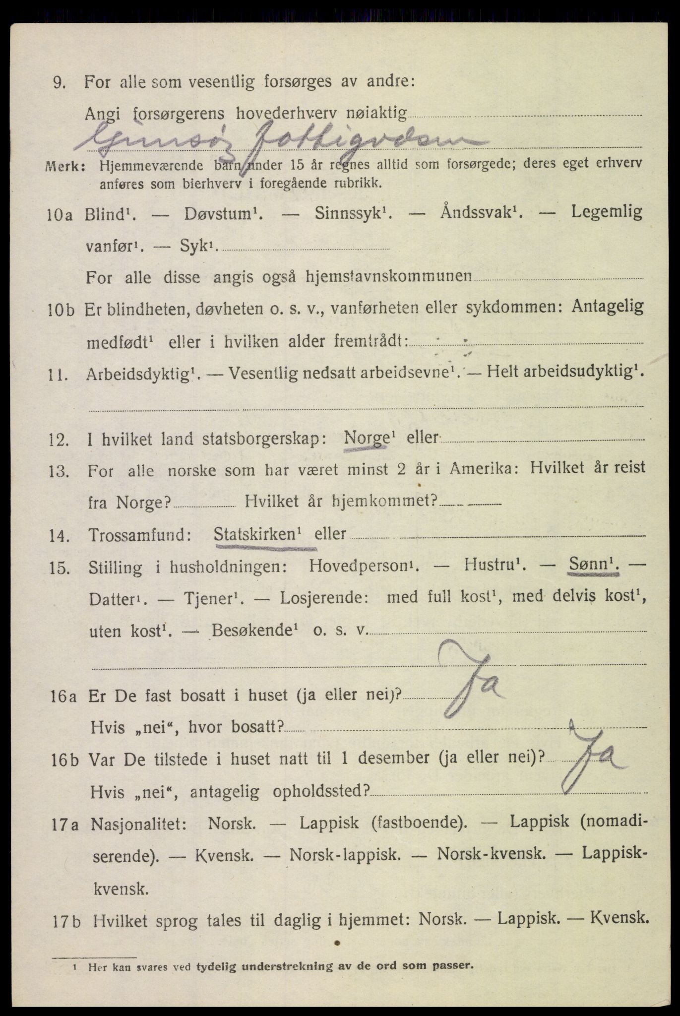 SAT, 1920 census for Gimsøy, 1920, p. 3544