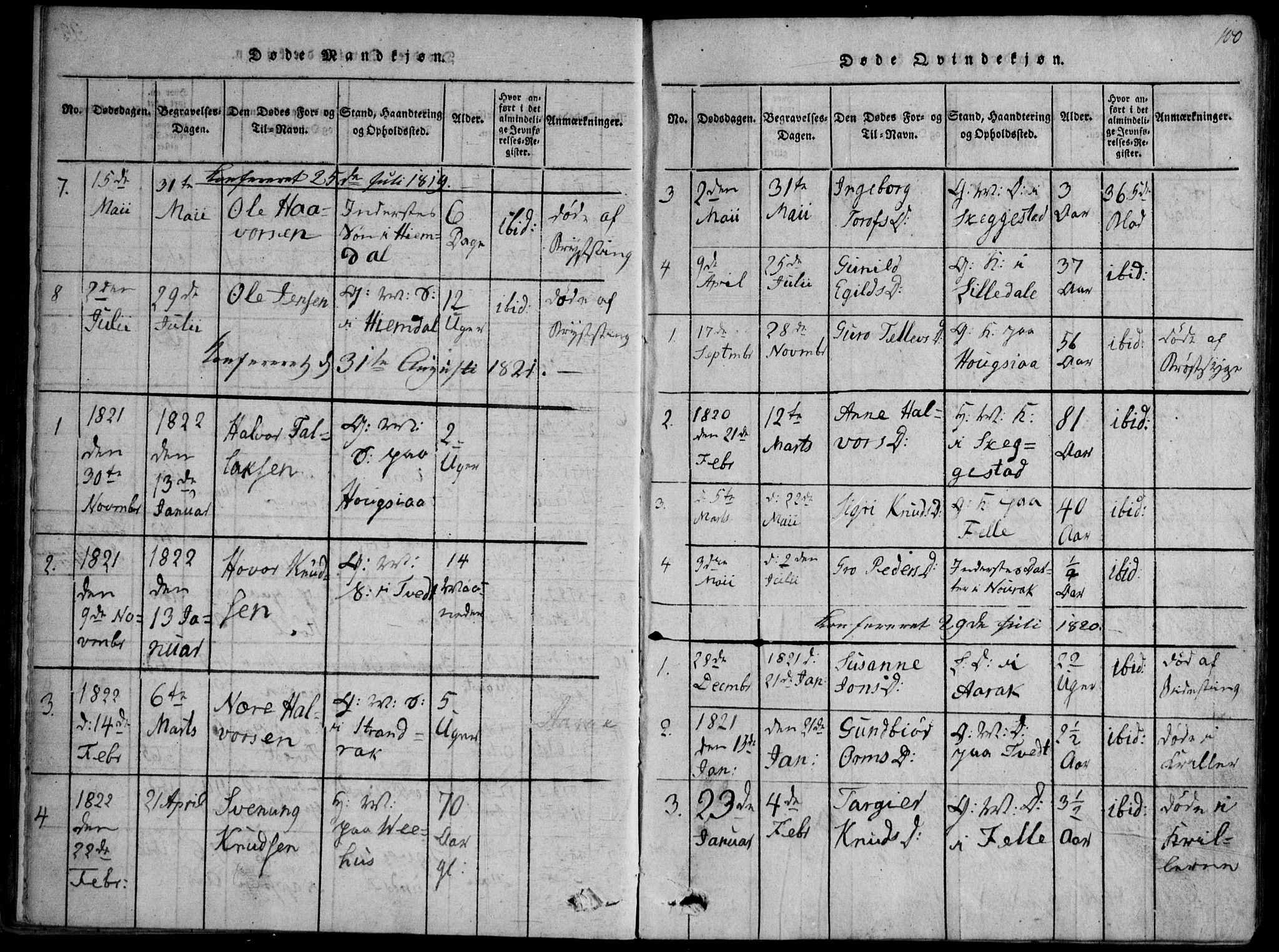 Nissedal kirkebøker, SAKO/A-288/F/Fb/L0001: Parish register (official) no. II 1, 1814-1845, p. 100