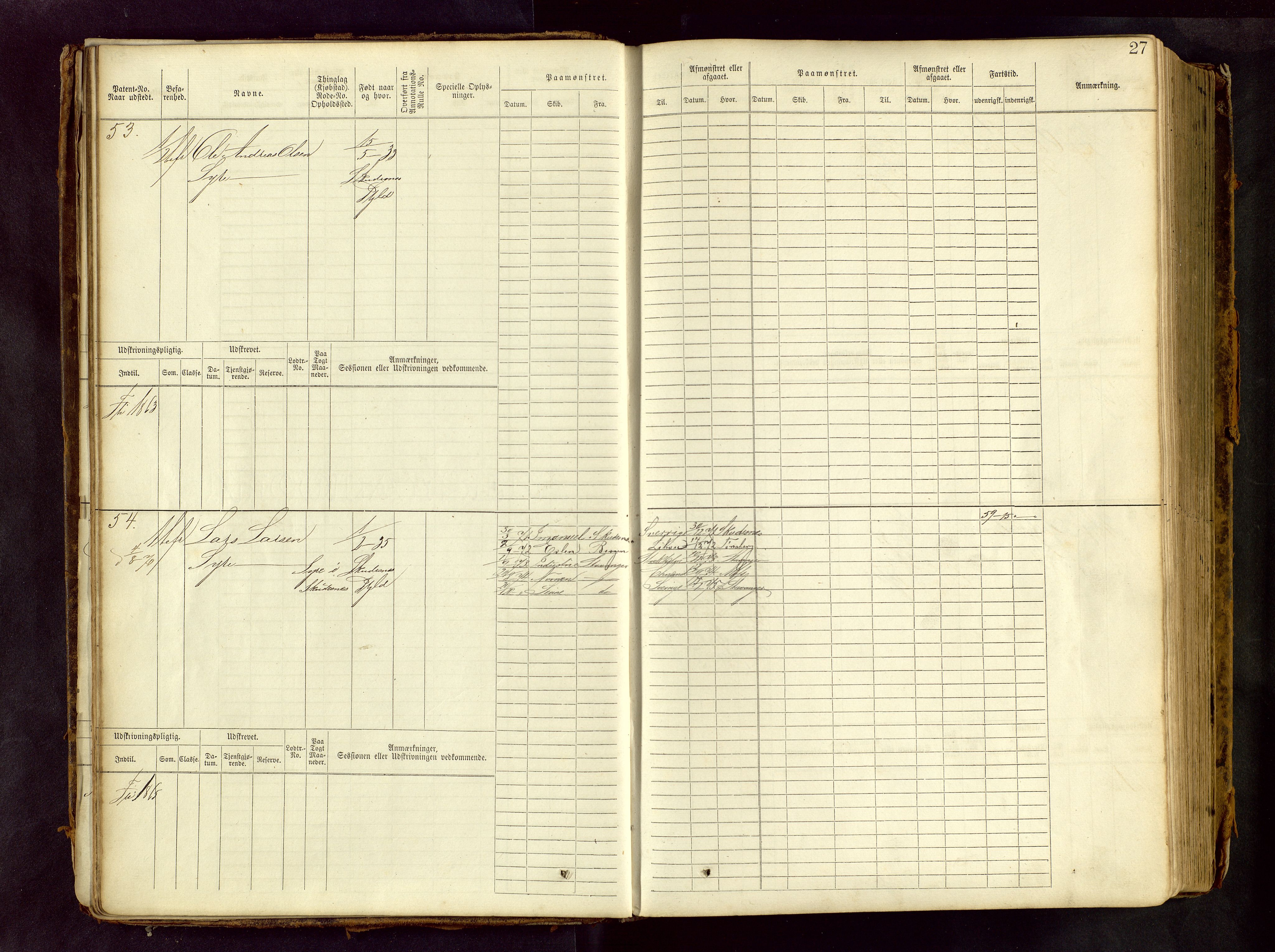 Haugesund sjømannskontor, AV/SAST-A-102007/F/Fb/Fbb/L0001: Sjøfartsrulle Skudenes krets No 1 - 958, 1860-1948, p. 27