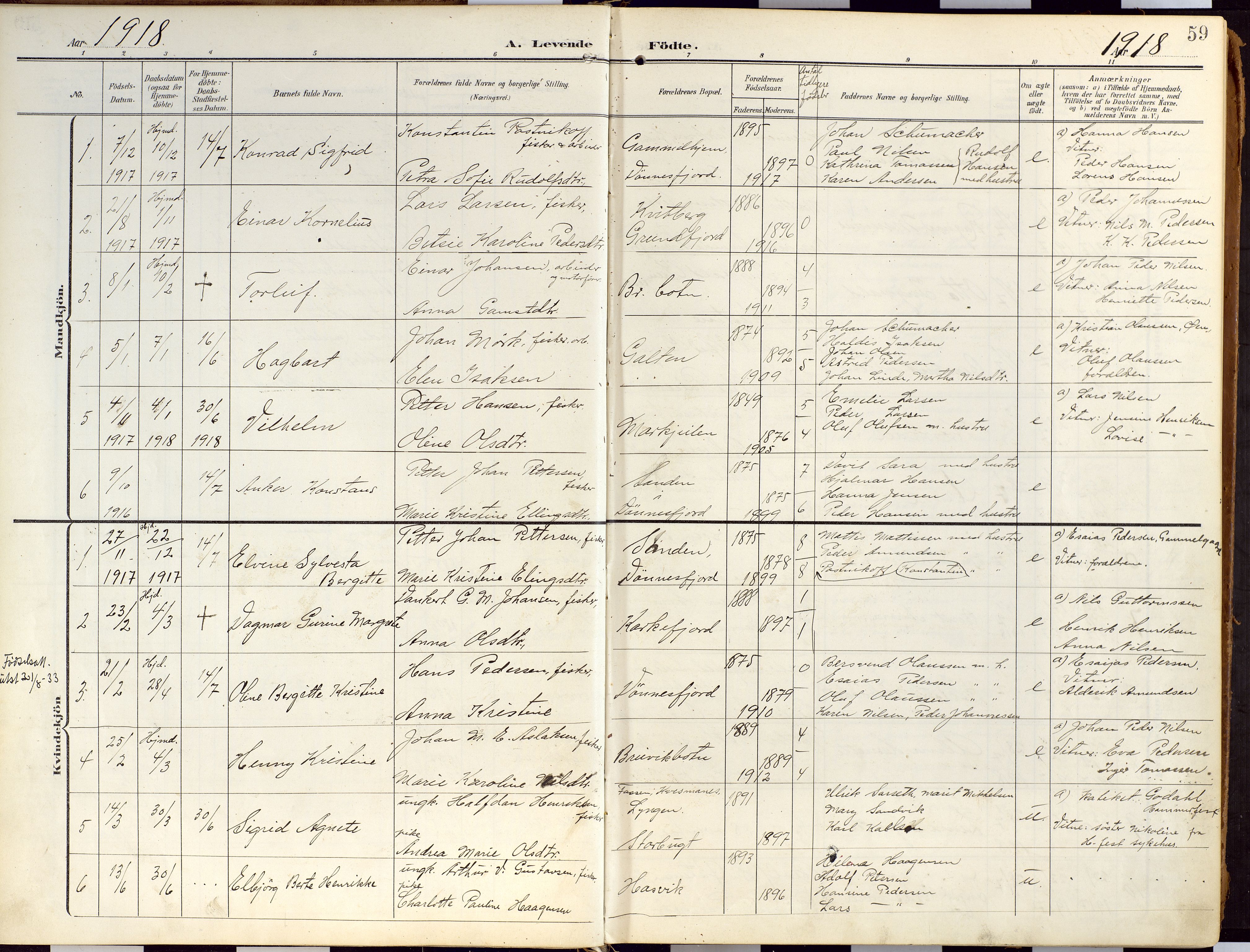 Loppa sokneprestkontor, SATØ/S-1339/H/Ha/L0010kirke: Parish register (official) no. 10, 1907-1922, p. 59