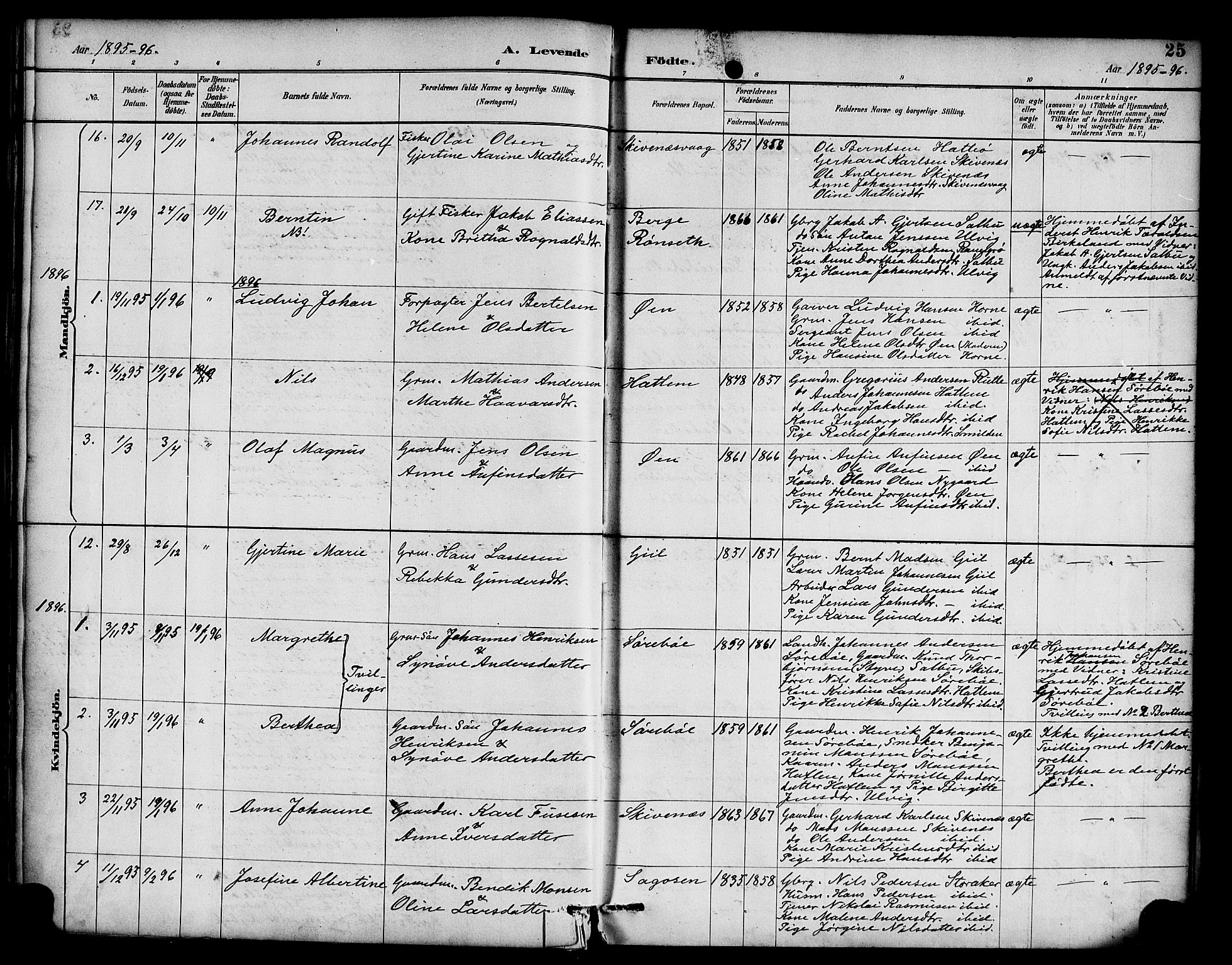 Hyllestad sokneprestembete, SAB/A-80401: Parish register (official) no. D 1, 1886-1905, p. 25