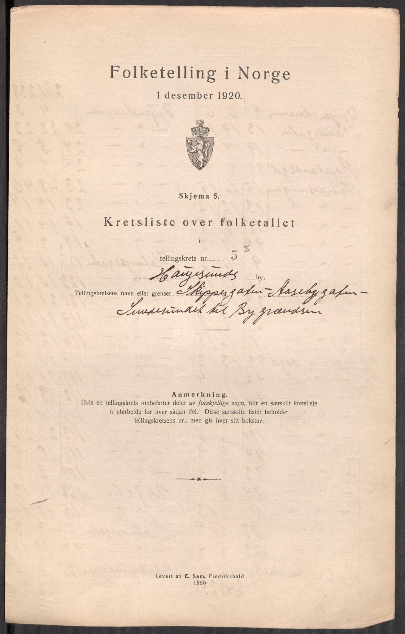 SAST, 1920 census for Haugesund, 1920, p. 21