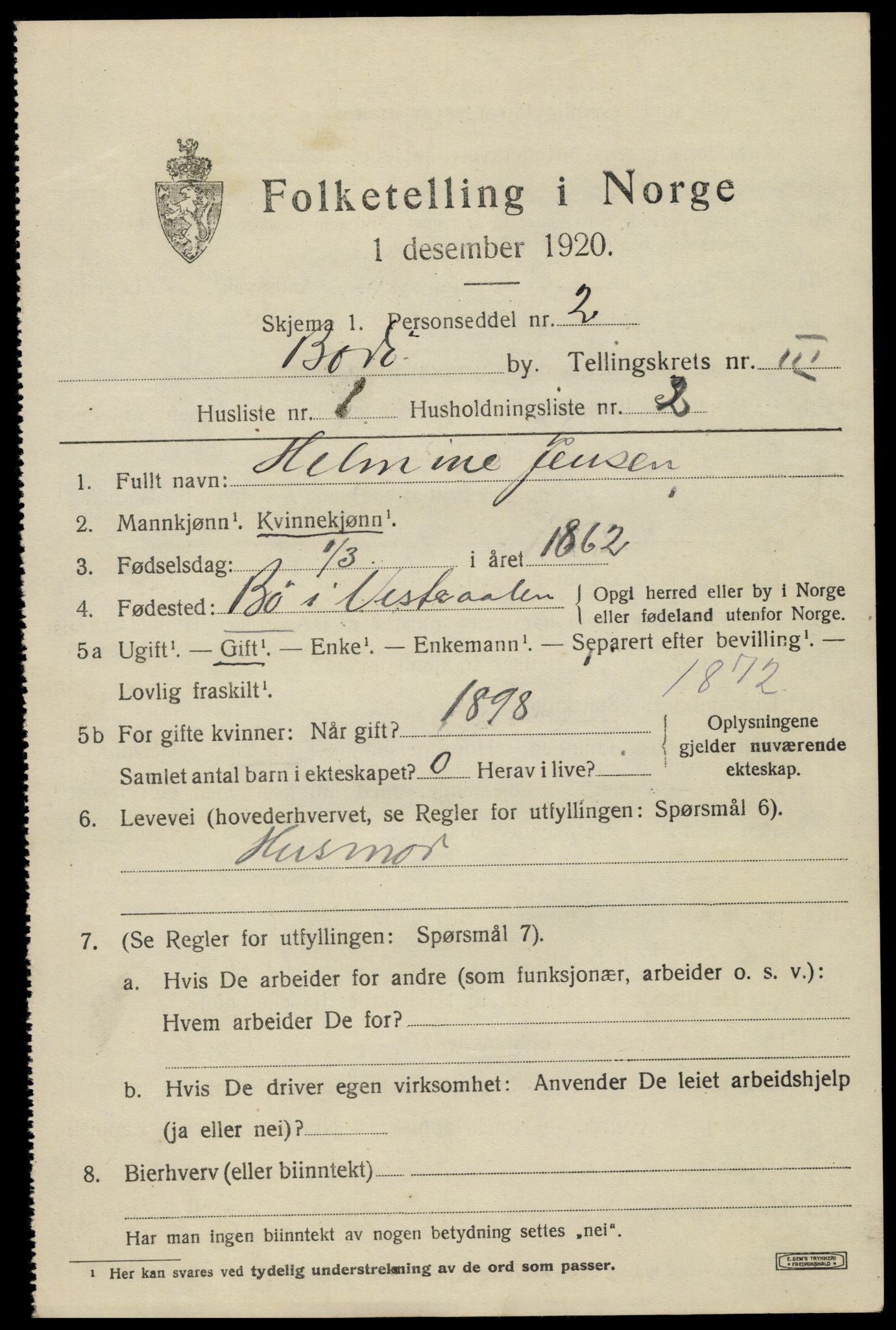 SAT, 1920 census for Bodø, 1920, p. 5683