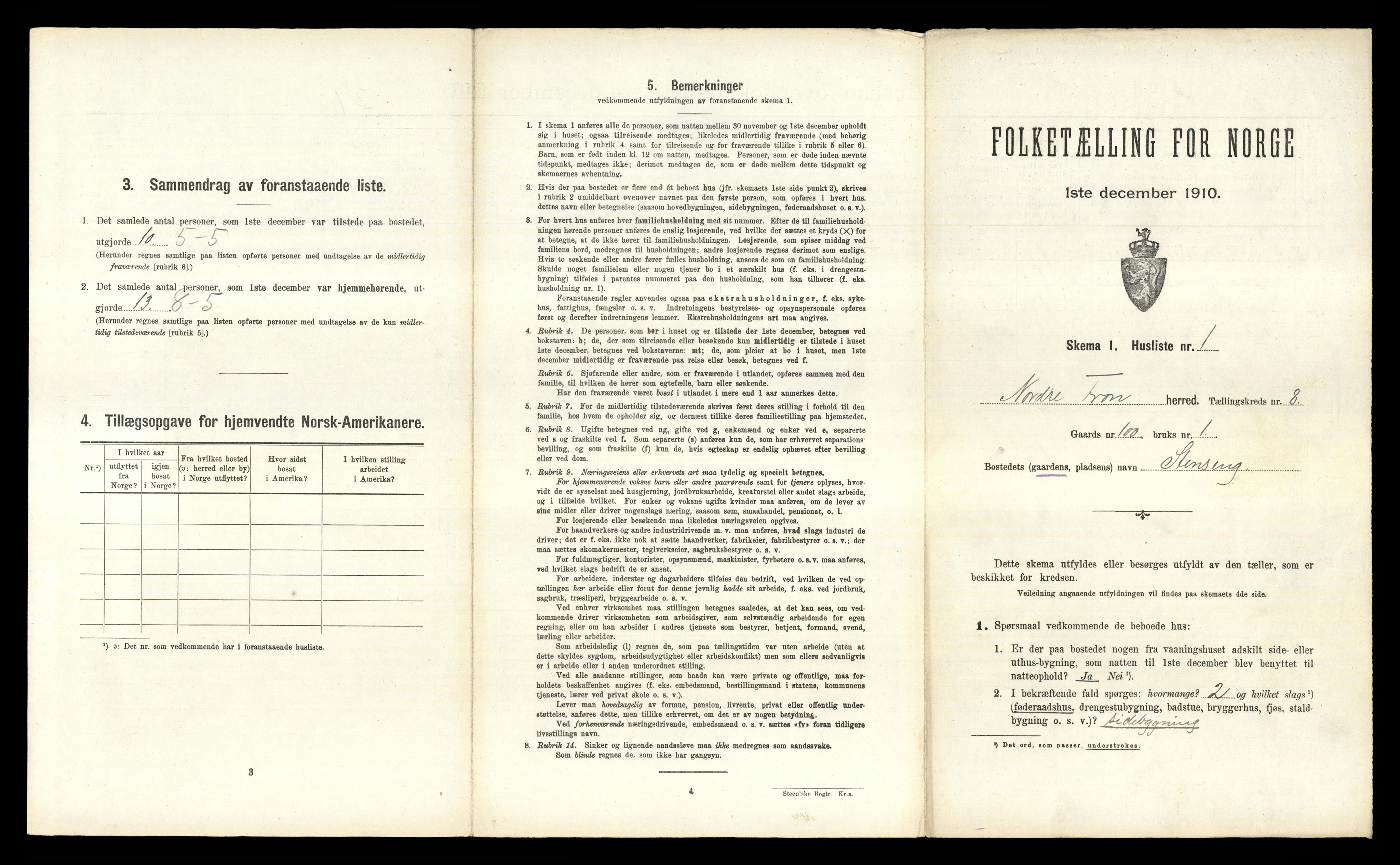 RA, 1910 census for Nord-Fron, 1910, p. 954