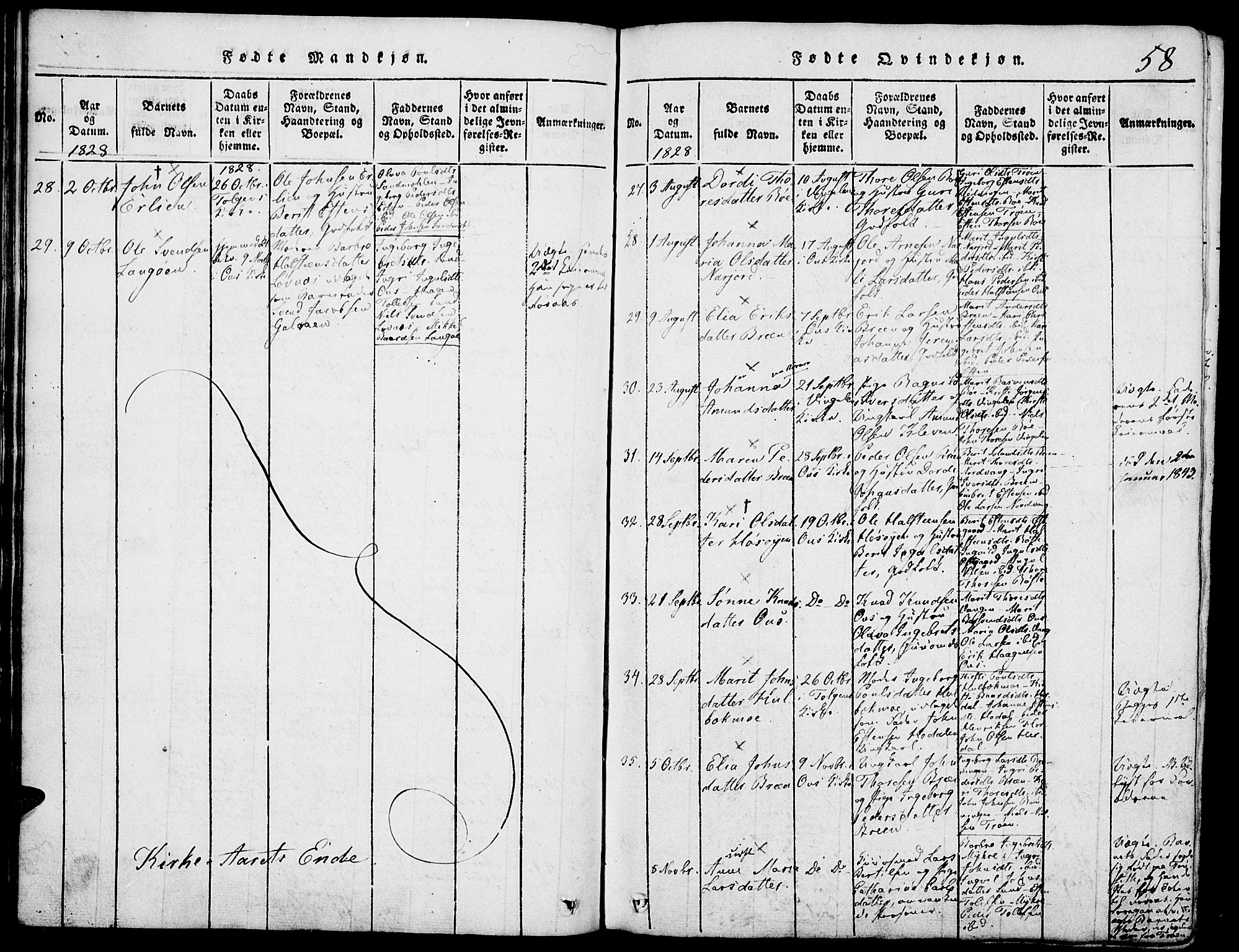 Tolga prestekontor, SAH/PREST-062/K/L0004: Parish register (official) no. 4, 1815-1836, p. 58