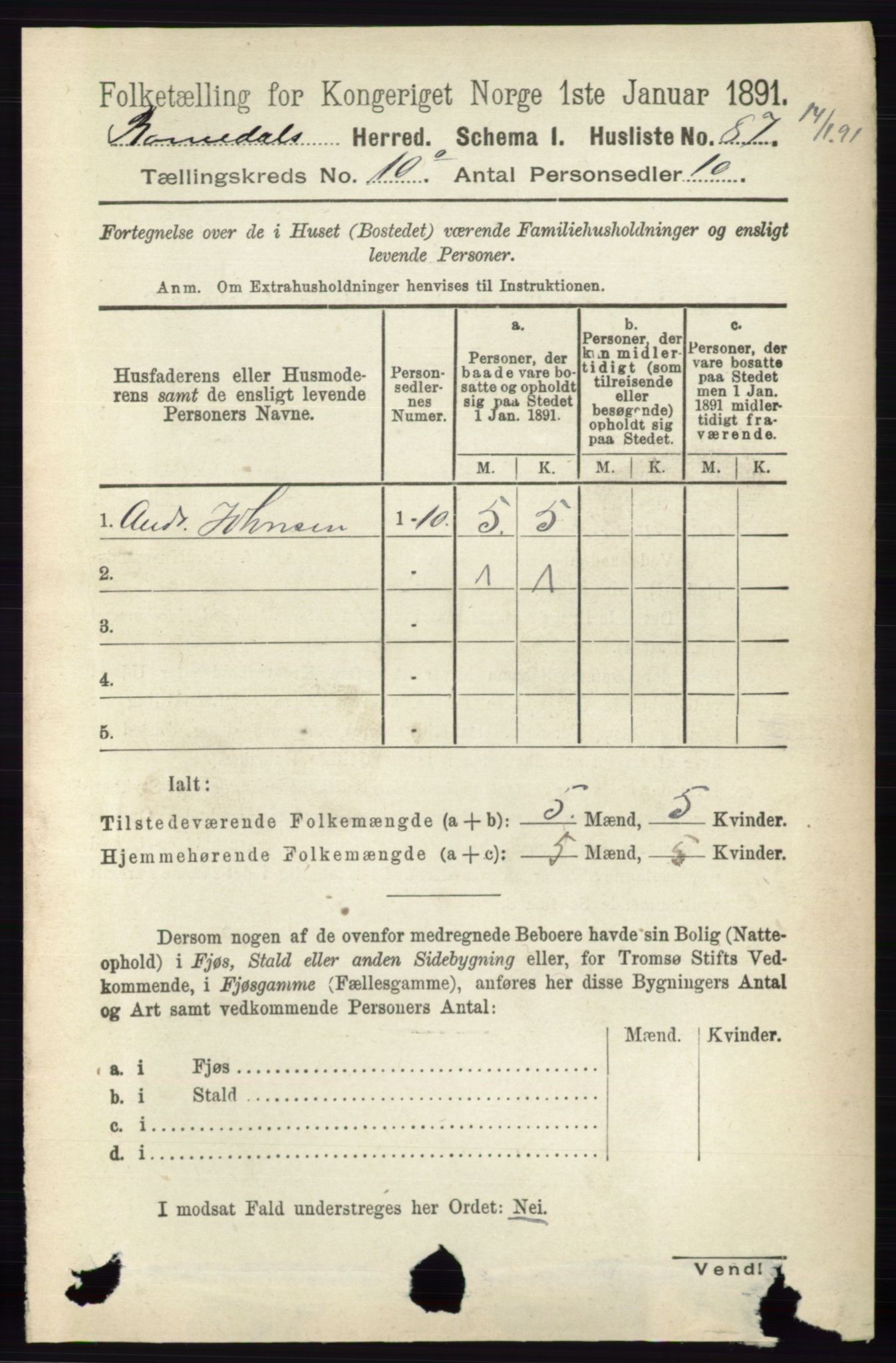 RA, 1891 census for 0416 Romedal, 1891, p. 4808