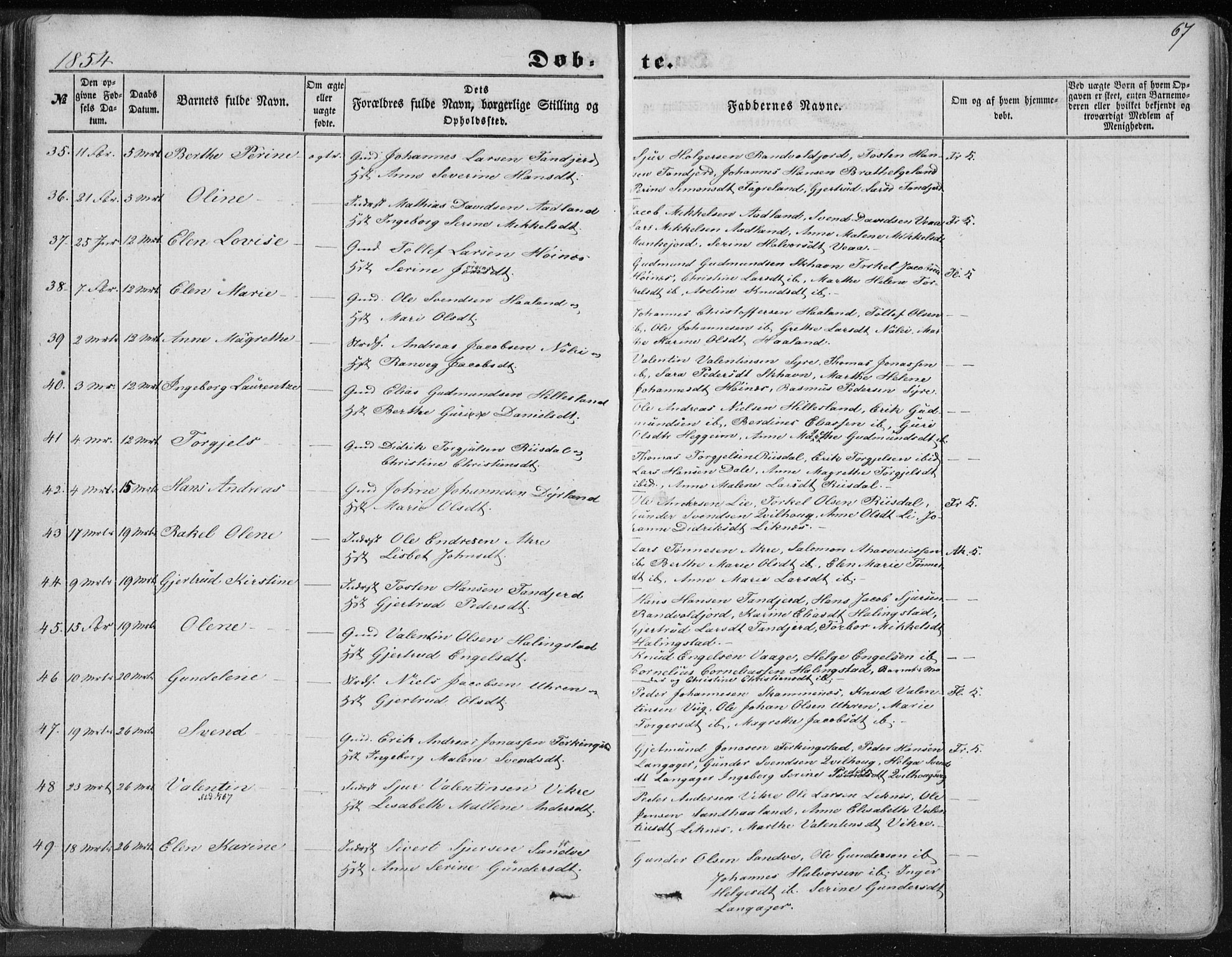 Skudenes sokneprestkontor, SAST/A -101849/H/Ha/Haa/L0004: Parish register (official) no. A 3.1, 1847-1863, p. 67