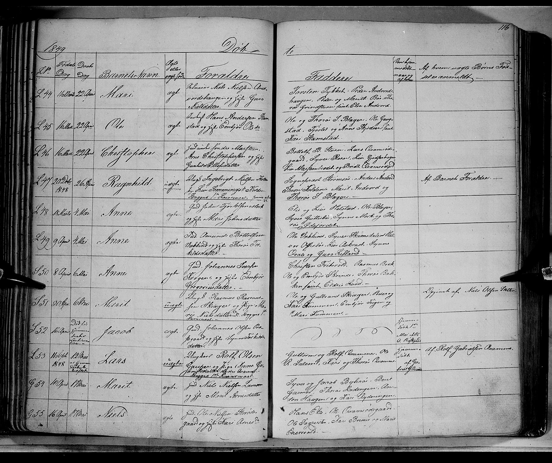 Lom prestekontor, AV/SAH-PREST-070/K/L0006: Parish register (official) no. 6A, 1837-1863, p. 116