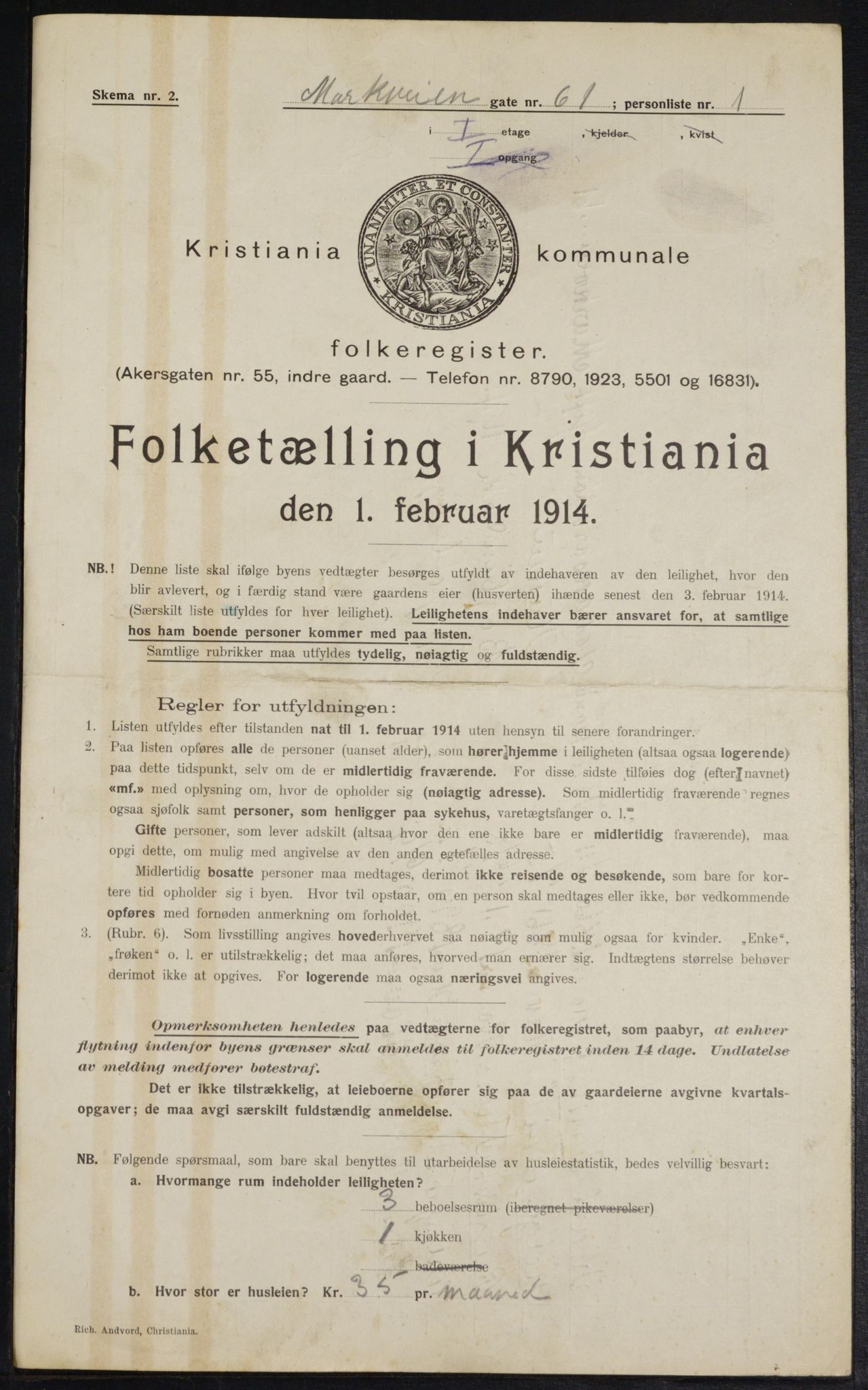 OBA, Municipal Census 1914 for Kristiania, 1914, p. 64404