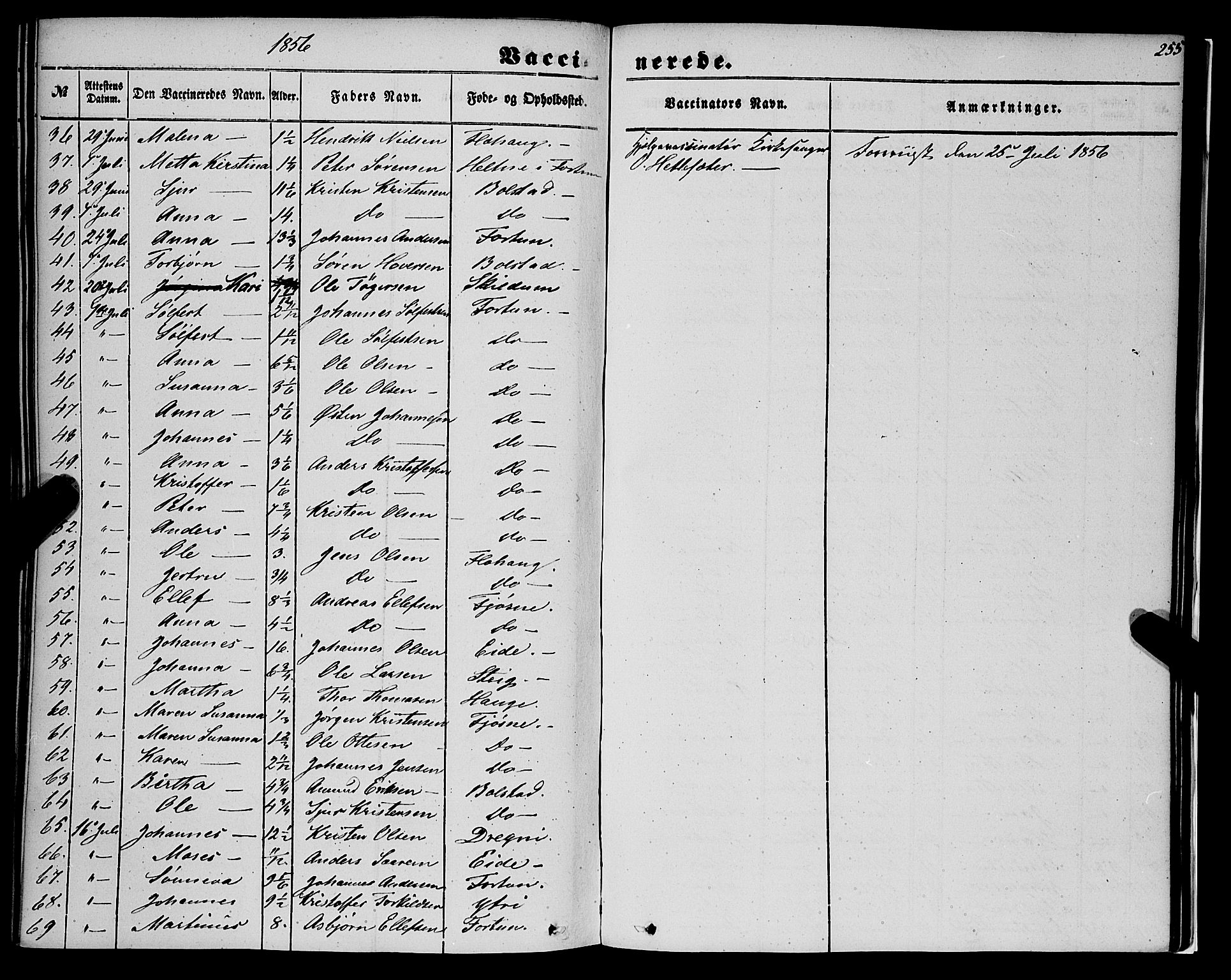 Luster sokneprestembete, AV/SAB-A-81101/H/Haa/Haaa/L0007: Parish register (official) no. A 7, 1849-1859, p. 255