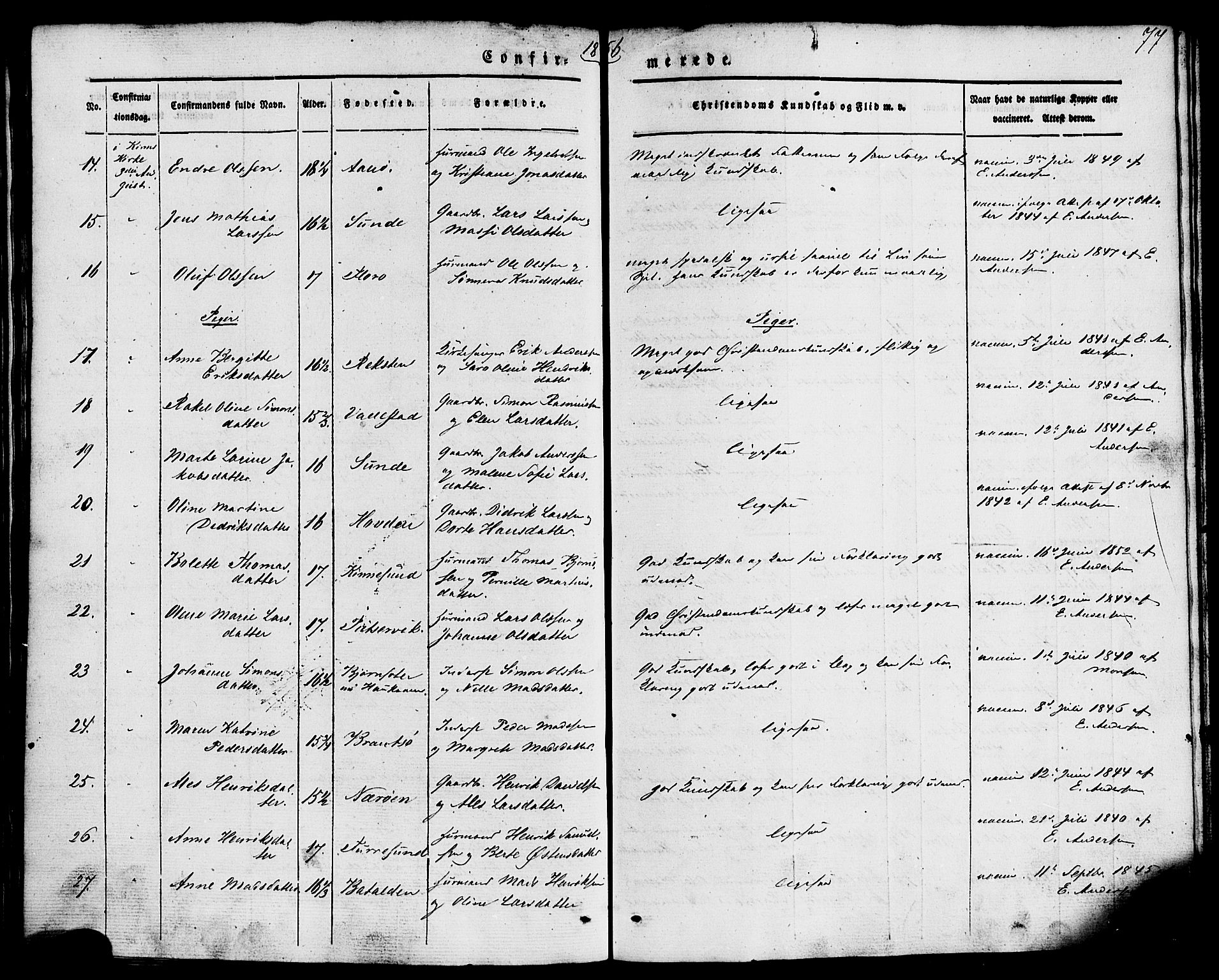 Kinn sokneprestembete, SAB/A-80801/H/Haa/Haaa/L0007: Parish register (official) no. A 7, 1841-1858, p. 77