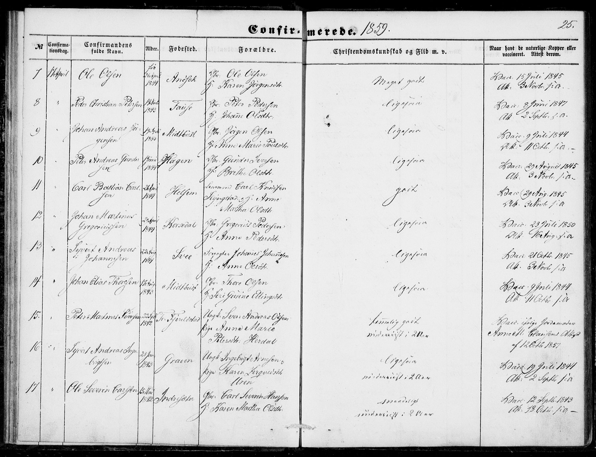 Ministerialprotokoller, klokkerbøker og fødselsregistre - Møre og Romsdal, AV/SAT-A-1454/520/L0281: Parish register (official) no. 520A10, 1851-1881, p. 25