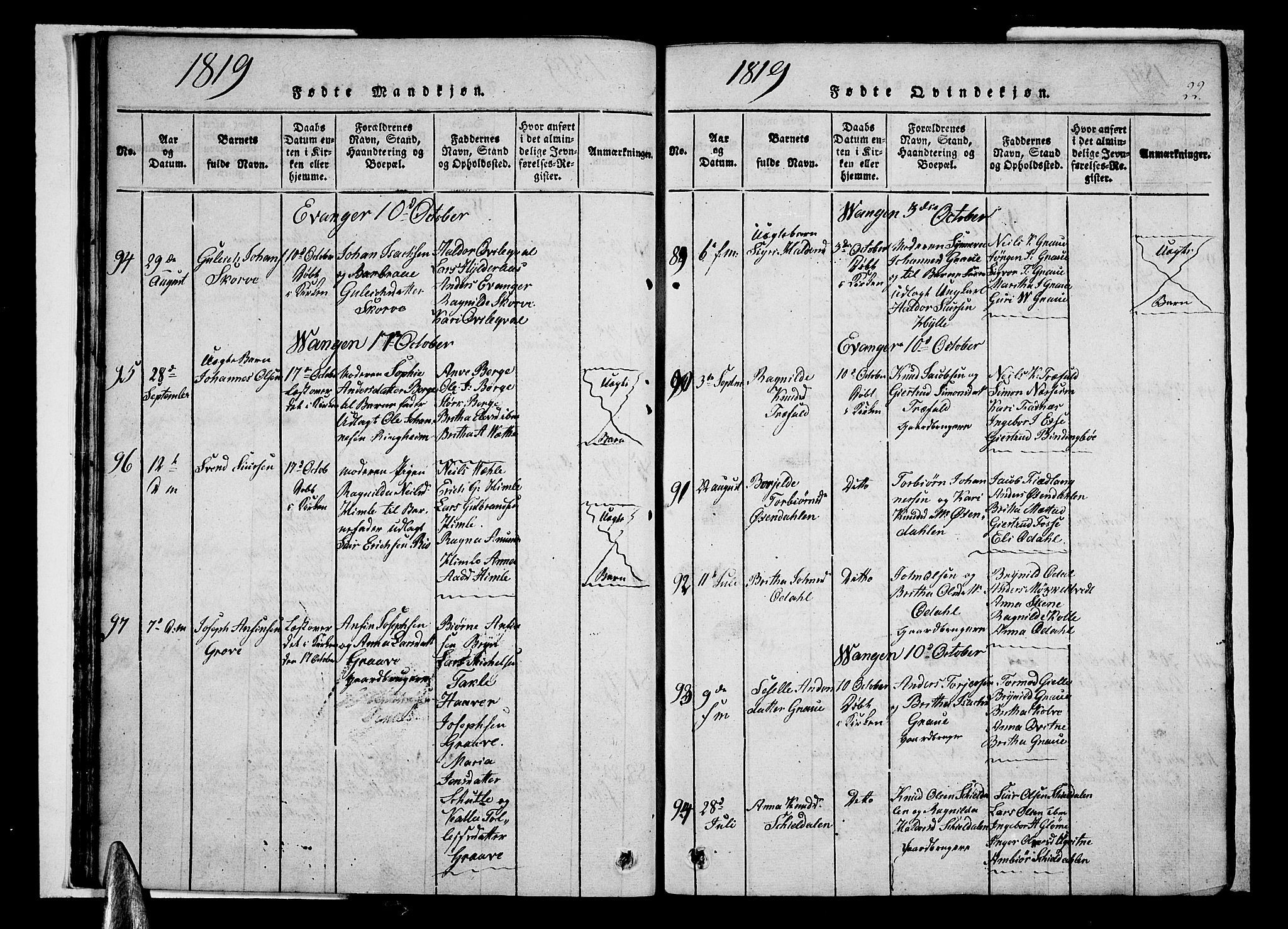 Voss sokneprestembete, AV/SAB-A-79001/H/Haa: Parish register (official) no. A 11, 1816-1827, p. 22