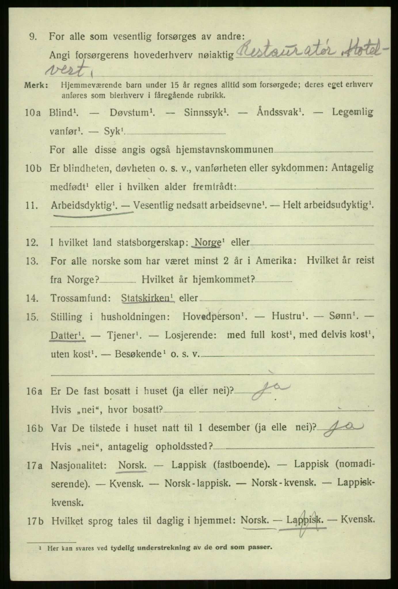 SATØ, 1920 census for Hammerfest, 1920, p. 5783