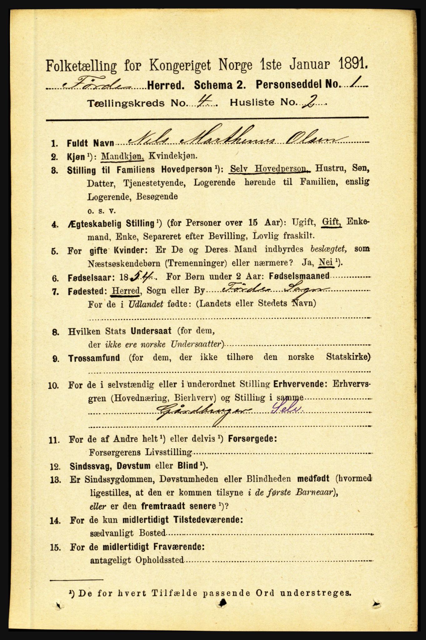 RA, 1891 census for 1432 Førde, 1891, p. 1059