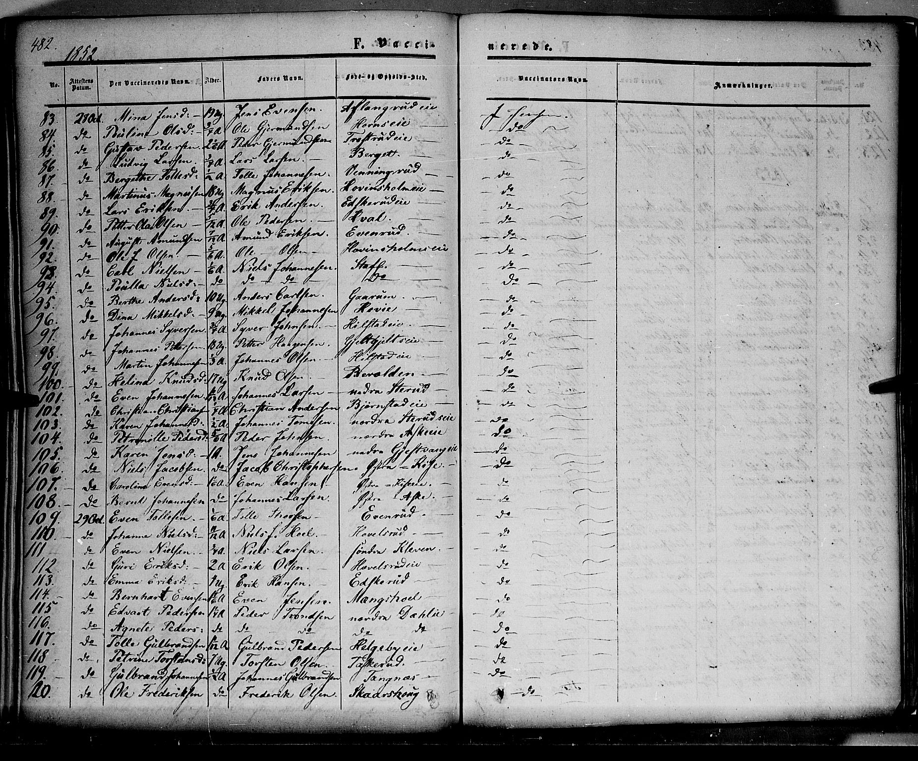 Nes prestekontor, Hedmark, SAH/PREST-020/K/Ka/L0004: Parish register (official) no. 4, 1852-1886, p. 482