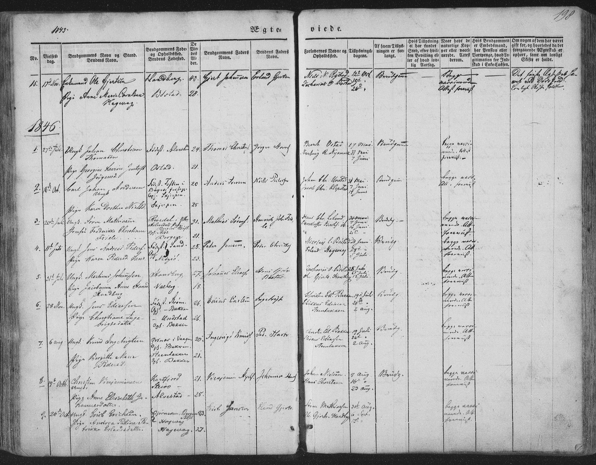 Ministerialprotokoller, klokkerbøker og fødselsregistre - Nordland, SAT/A-1459/880/L1131: Parish register (official) no. 880A05, 1844-1868, p. 198