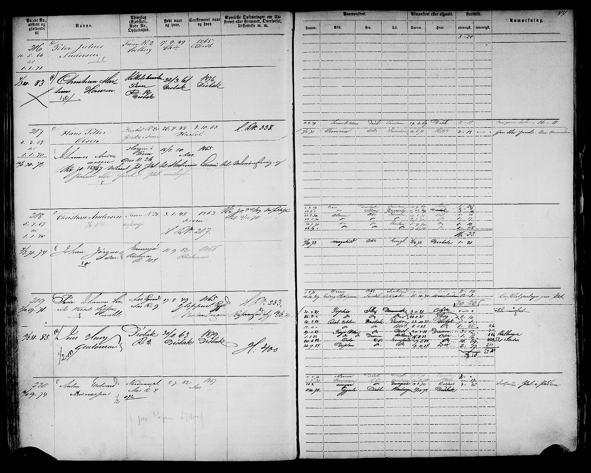 Drøbak mønstringskontor, AV/SAO-A-10569f/F/Fc/Fca/L0002: Patent nr. 1-672, 1865-1916, p. 46