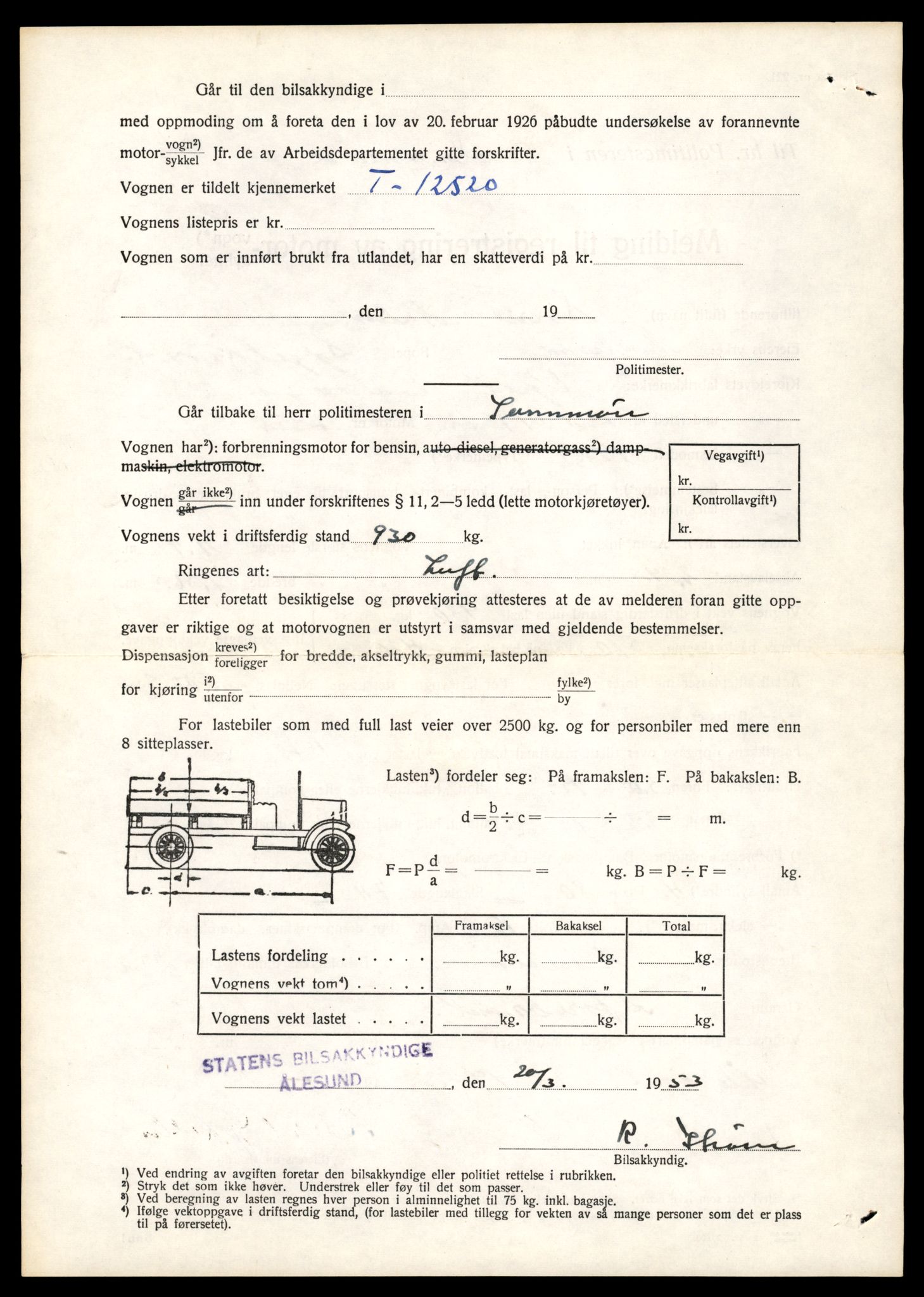 Møre og Romsdal vegkontor - Ålesund trafikkstasjon, AV/SAT-A-4099/F/Fe/L0034: Registreringskort for kjøretøy T 12500 - T 12652, 1927-1998, p. 353