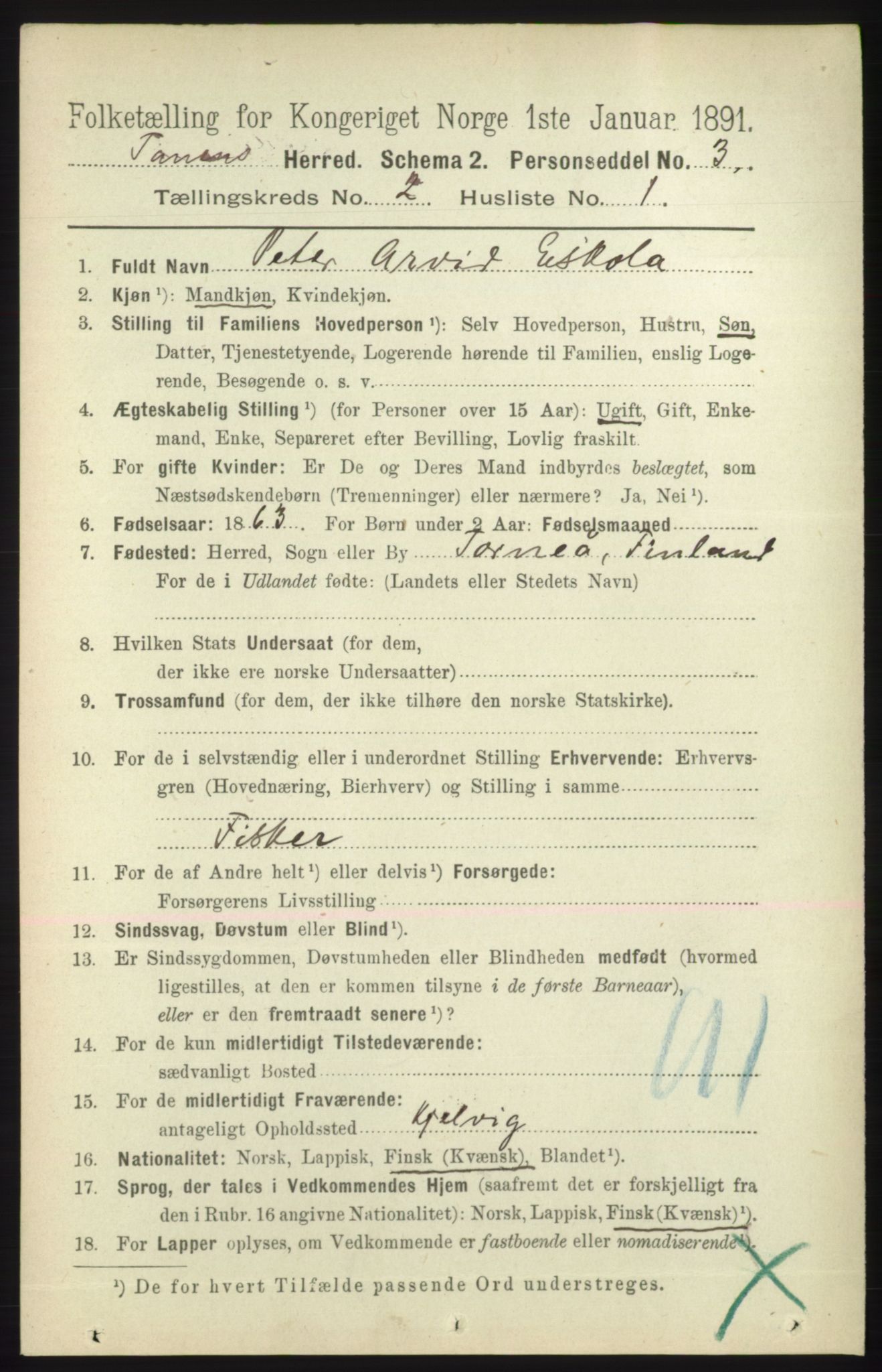 RA, 1891 census for 2025 Tana, 1891, p. 767