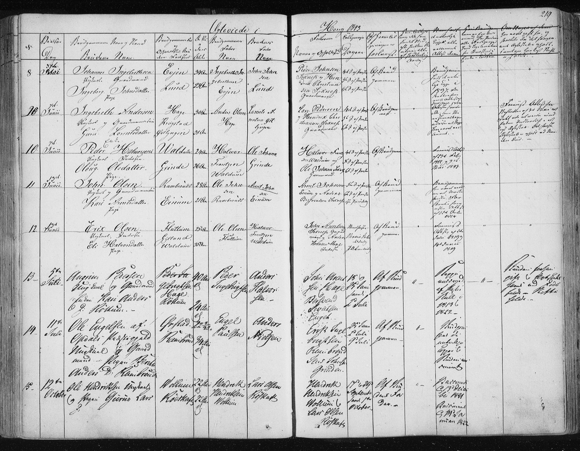 Ministerialprotokoller, klokkerbøker og fødselsregistre - Sør-Trøndelag, SAT/A-1456/687/L0998: Parish register (official) no. 687A05 /2, 1843-1849, p. 219