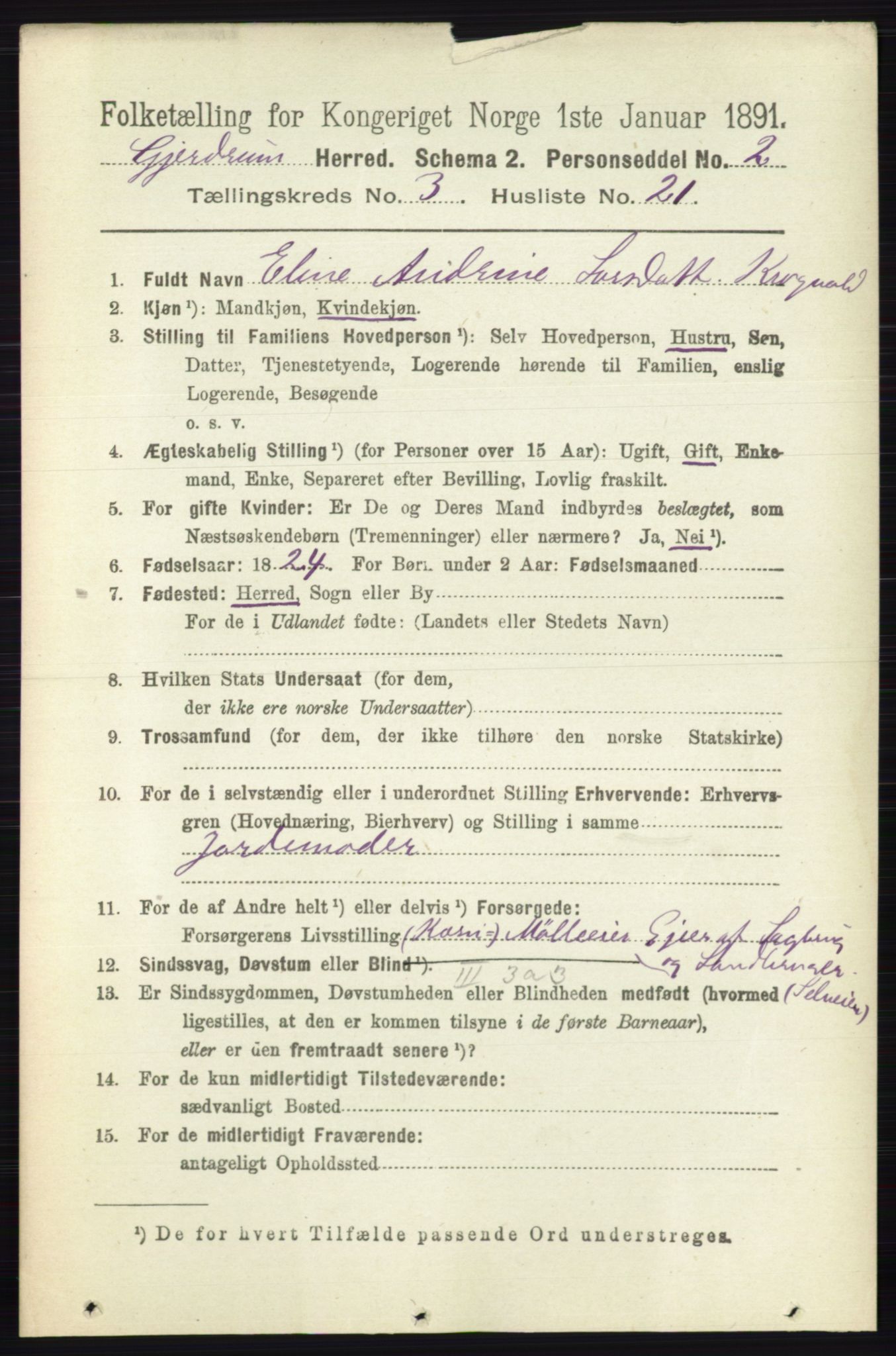 RA, 1891 census for 0234 Gjerdrum, 1891, p. 1372