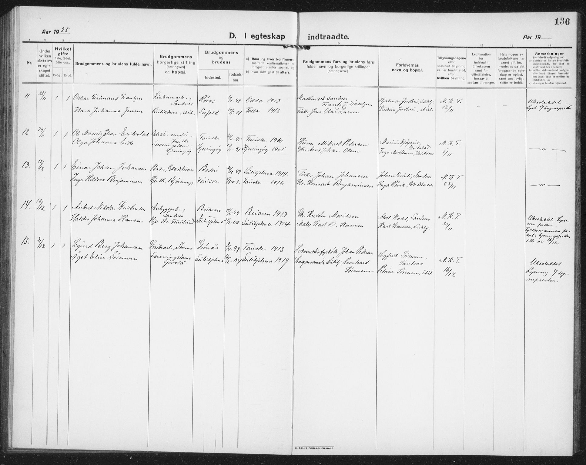 Ministerialprotokoller, klokkerbøker og fødselsregistre - Nordland, AV/SAT-A-1459/850/L0718: Parish register (copy) no. 850C02, 1921-1941, p. 136