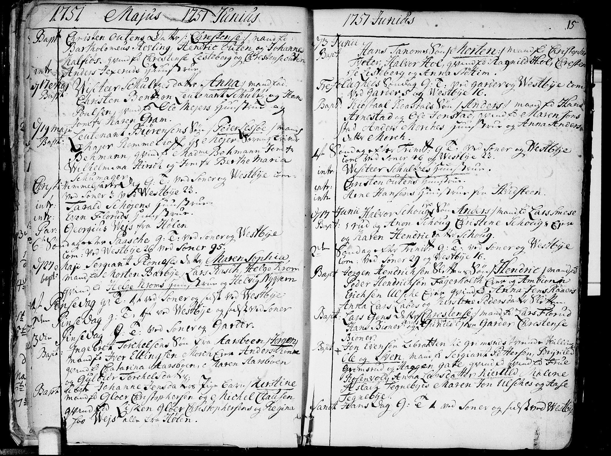 Vestby prestekontor Kirkebøker, AV/SAO-A-10893/F/Fa/L0002: Parish register (official) no. I 2, 1750-1779, p. 15