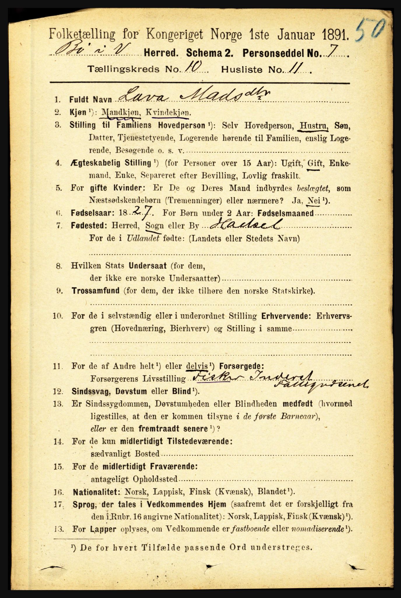 RA, 1891 census for 1867 Bø, 1891, p. 4082