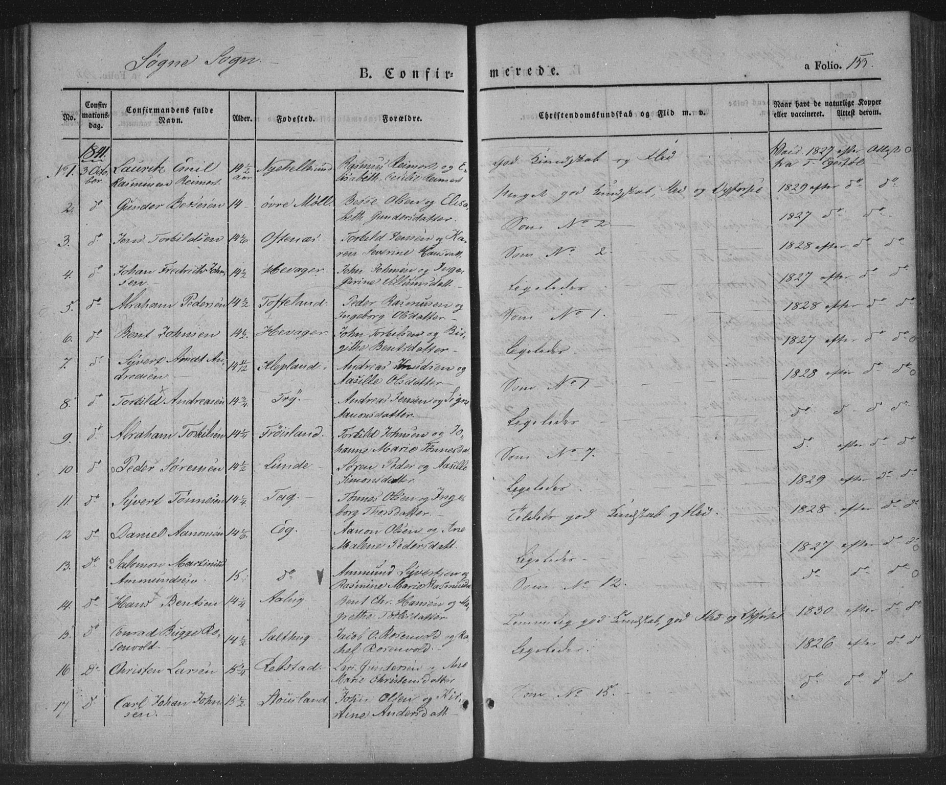 Søgne sokneprestkontor, AV/SAK-1111-0037/F/Fa/Fab/L0009: Parish register (official) no. A 9, 1838-1853, p. 153