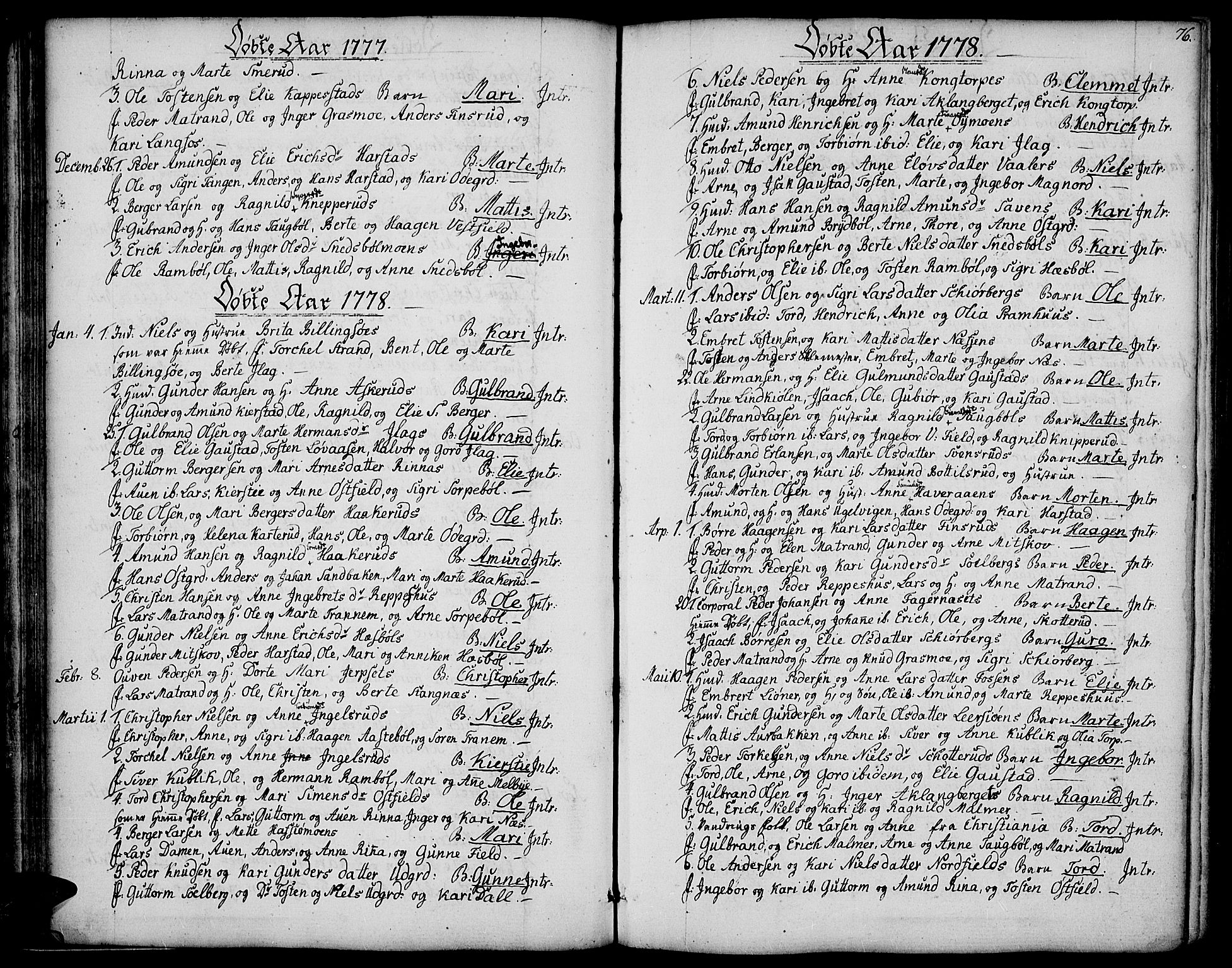 Vinger prestekontor, SAH/PREST-024/H/Ha/Haa/L0004: Parish register (official) no. 4, 1766-1813, p. 75-76