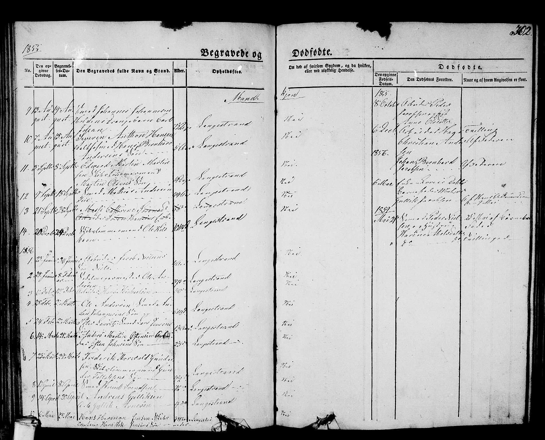 Larvik kirkebøker, SAKO/A-352/G/Gb/L0002: Parish register (copy) no. II 2, 1843-1866, p. 302