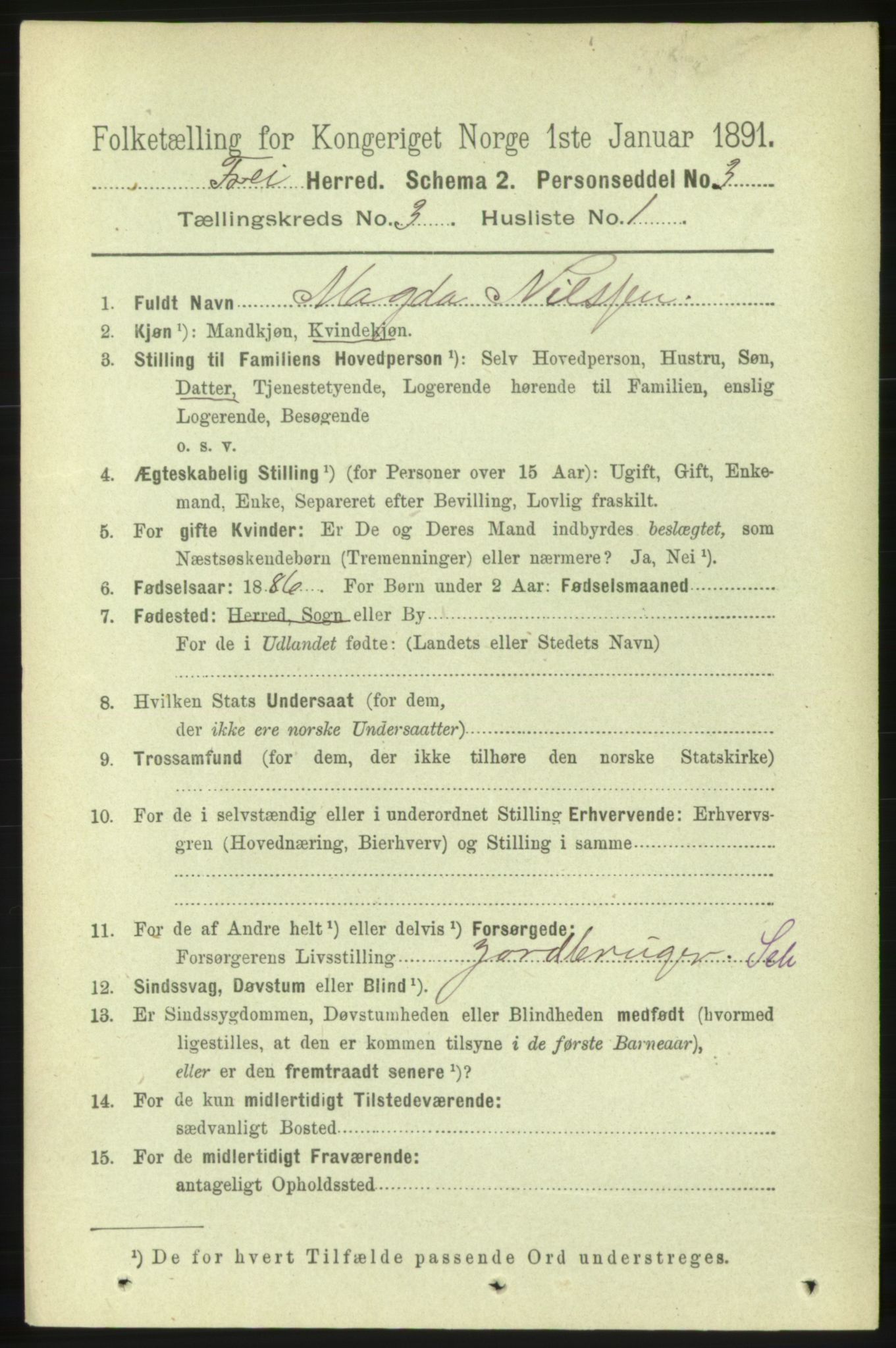 RA, 1891 census for 1556 Frei, 1891, p. 1173