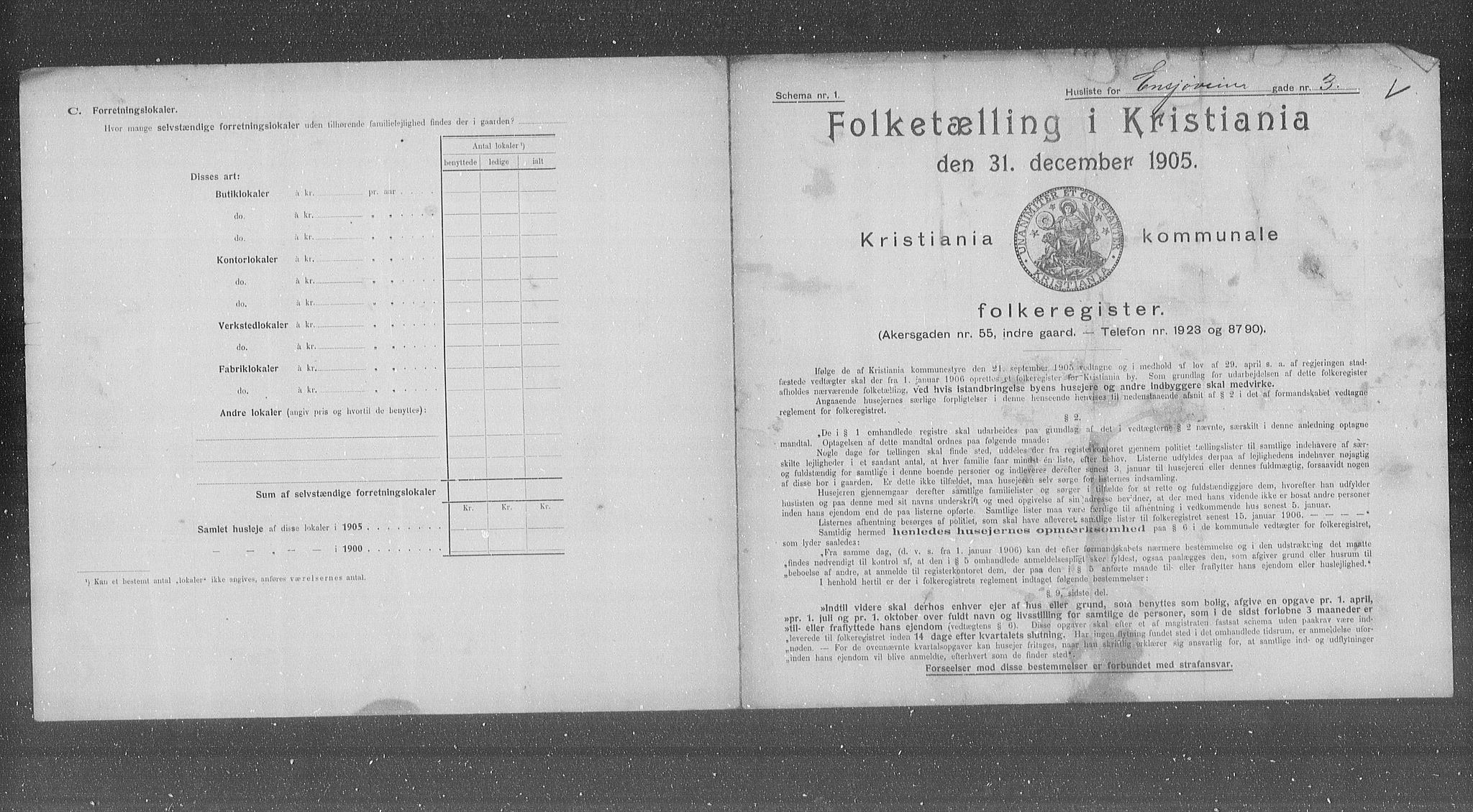 OBA, Municipal Census 1905 for Kristiania, 1905, p. 11098