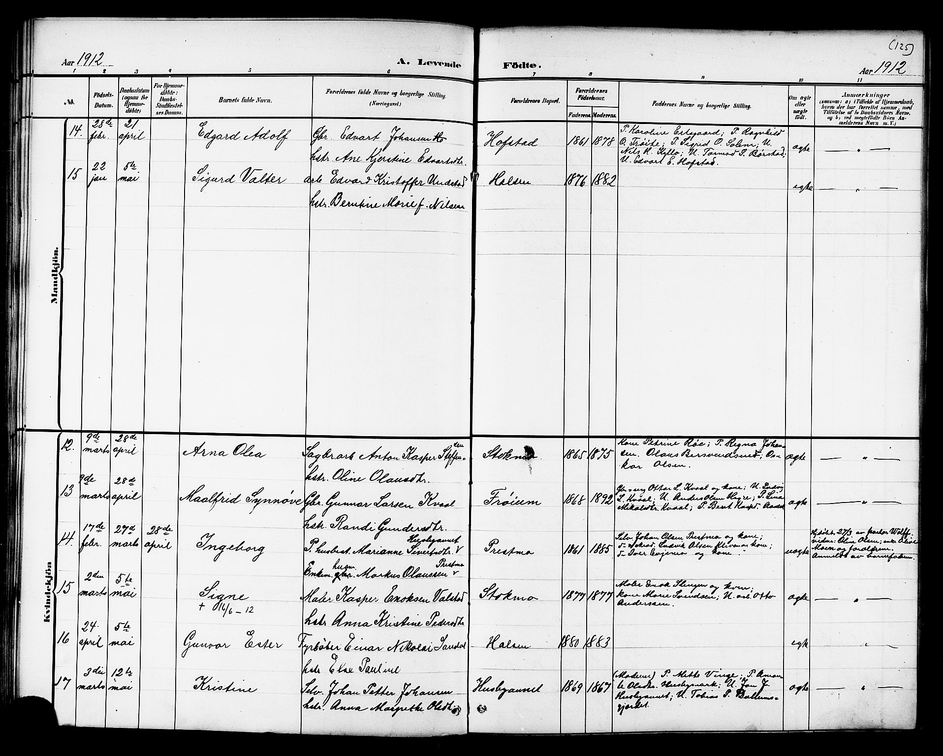 Ministerialprotokoller, klokkerbøker og fødselsregistre - Nord-Trøndelag, AV/SAT-A-1458/709/L0087: Parish register (copy) no. 709C01, 1892-1913, p. 125